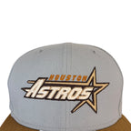 Vintage New Era MLB Houston Astros Spellout Fitted Hat Grey