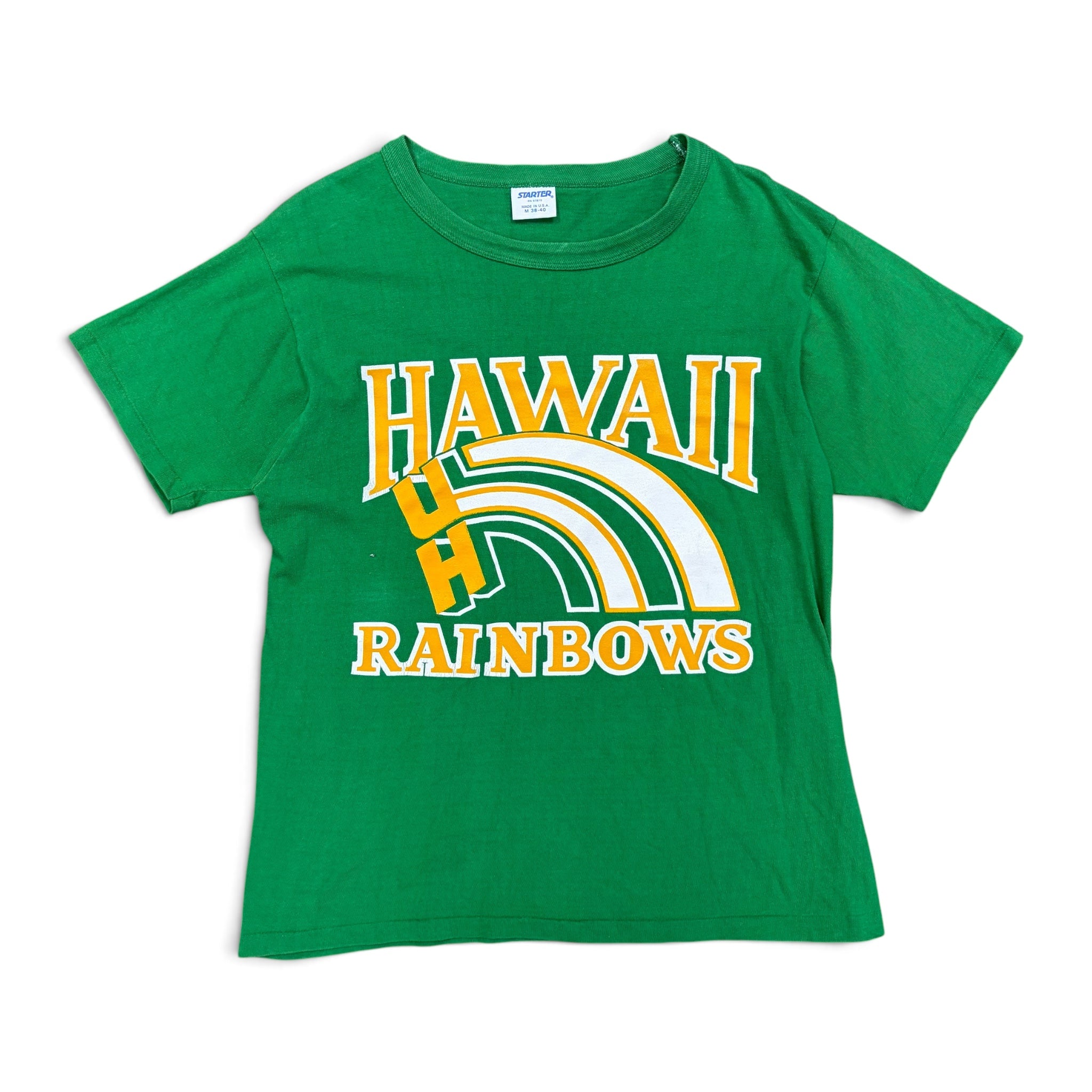 Vintage Starter University of Hawaii Rainbows Logo Tee Green