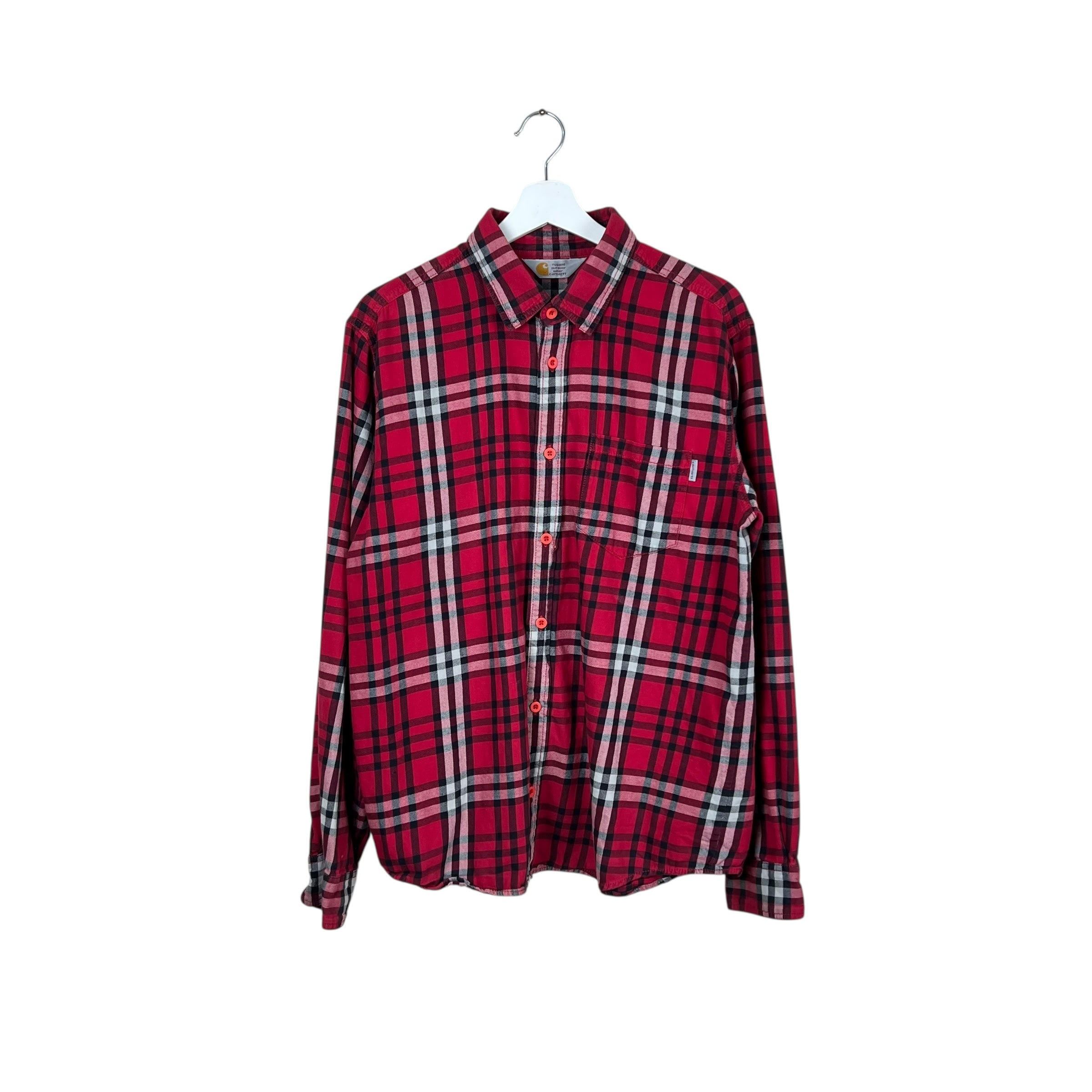 Vintage Carhartt Rugged Wear Long Sleeve Button Up Plaid Red