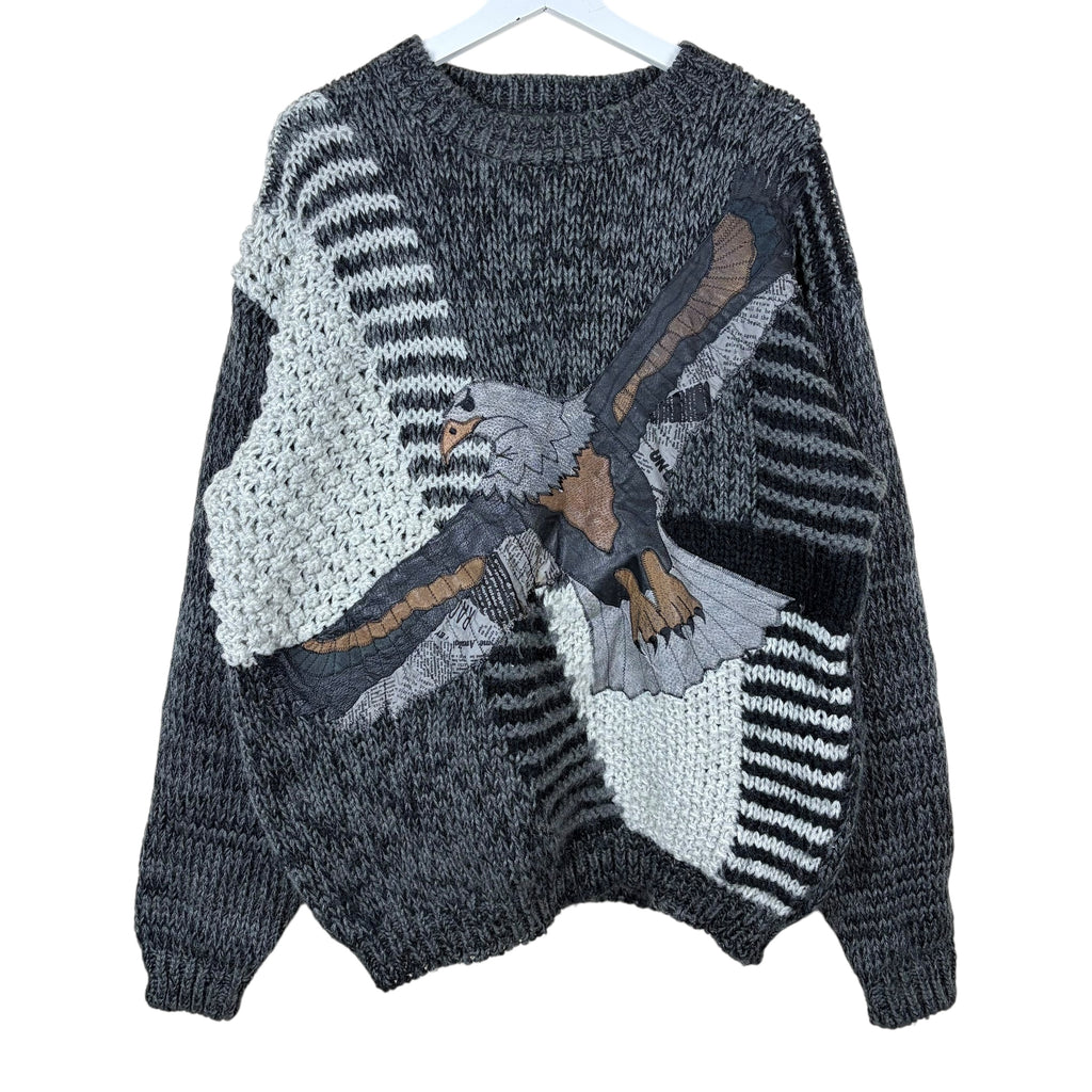 Vintage Nordic Eagle Embroidered Knit Black/Grey