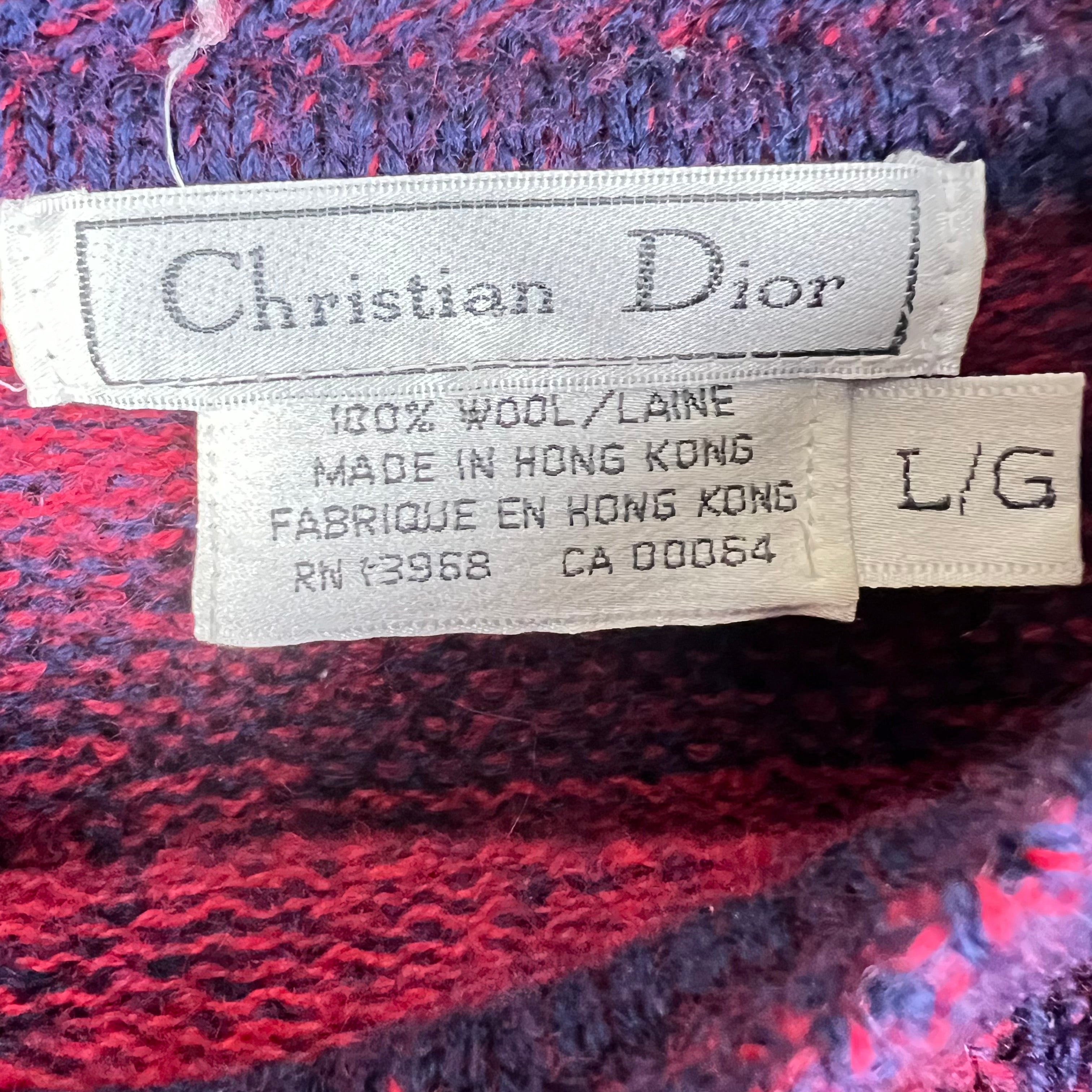 Vintage Christian Dior Women’s Abstract Pattern Wool Knit Purple