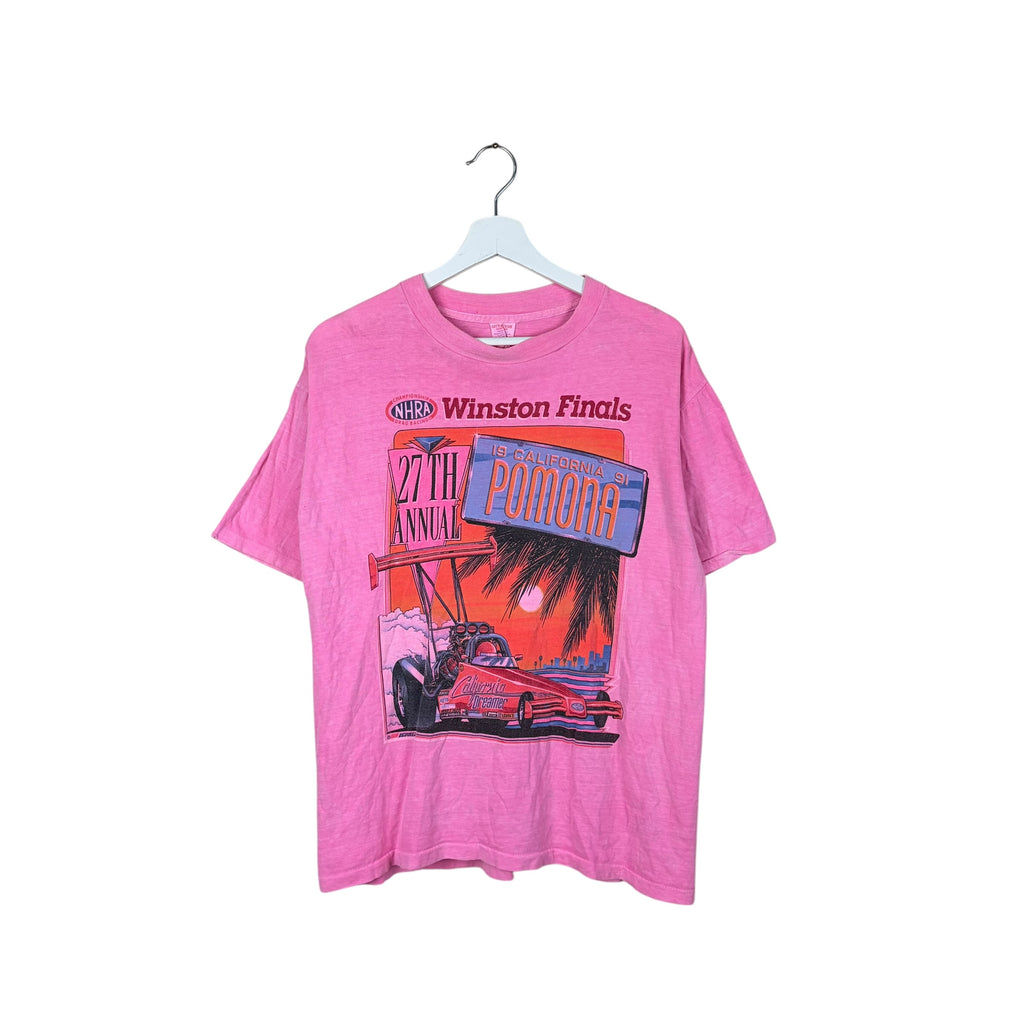 Vintage NHRA Winston Finals Racing Tee Pigment Dyed Pink