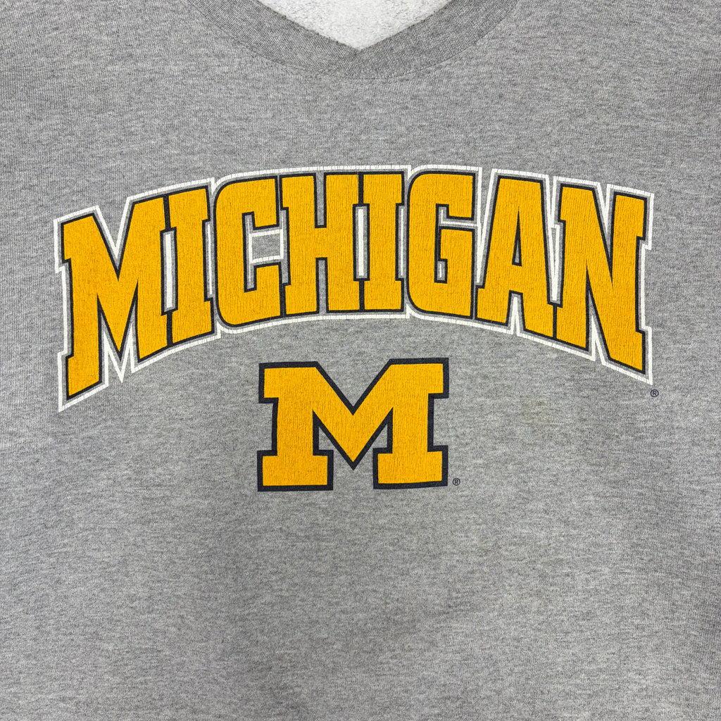 Vintage Starter Michigan University Arch Spellout Crewneck Grey
