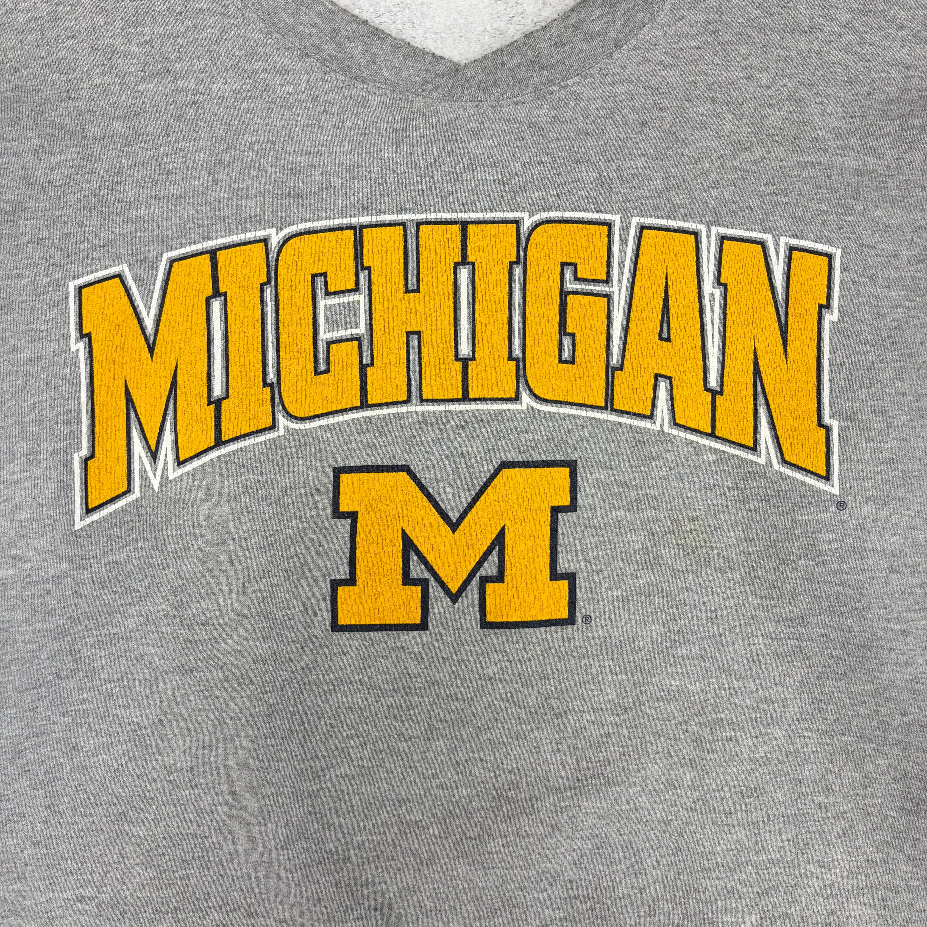 Vintage Starter Michigan University Arch Spellout Crewneck Grey