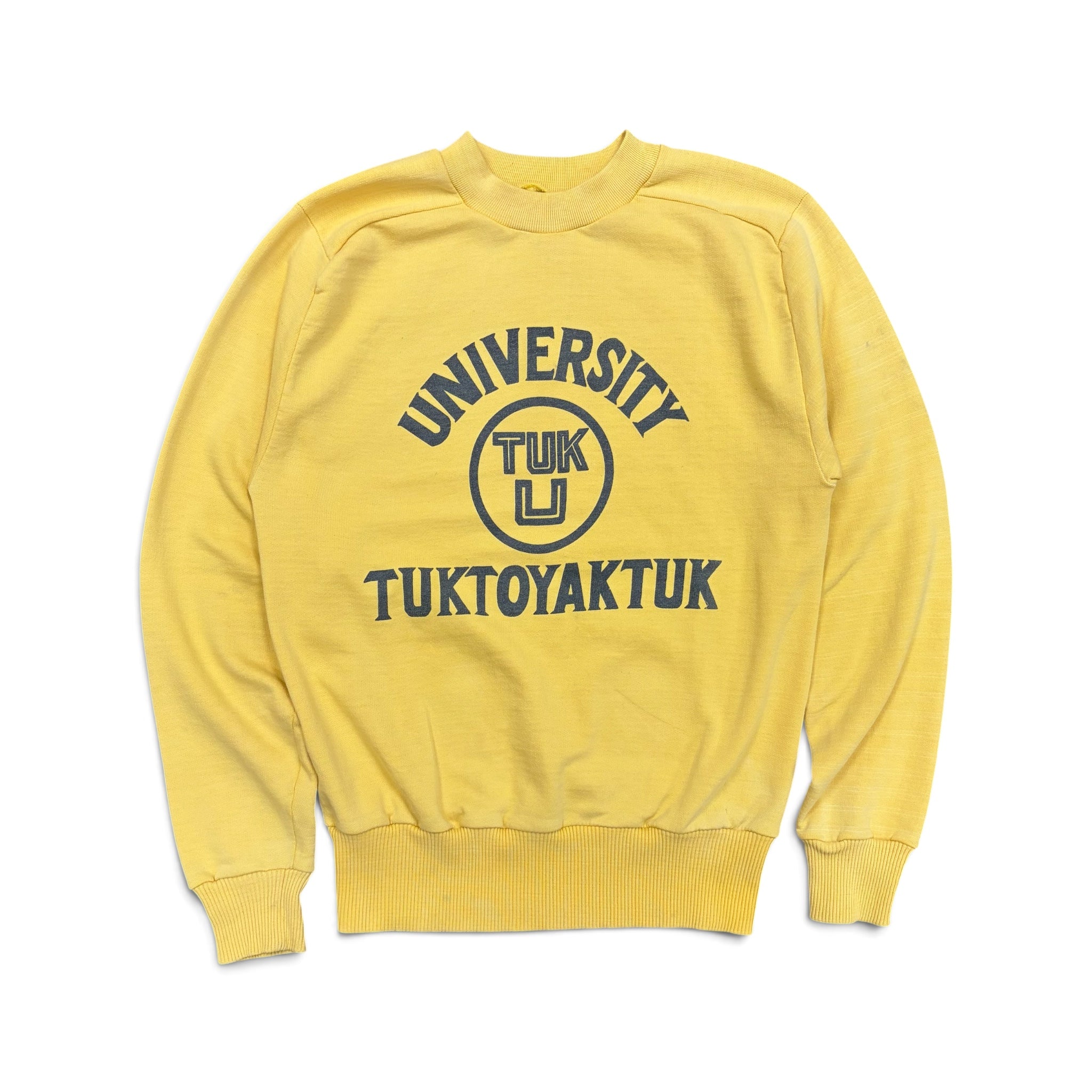 Vintage 60’s Stanfield University of Tuktoyaktuk Crewneck Pale Yellow