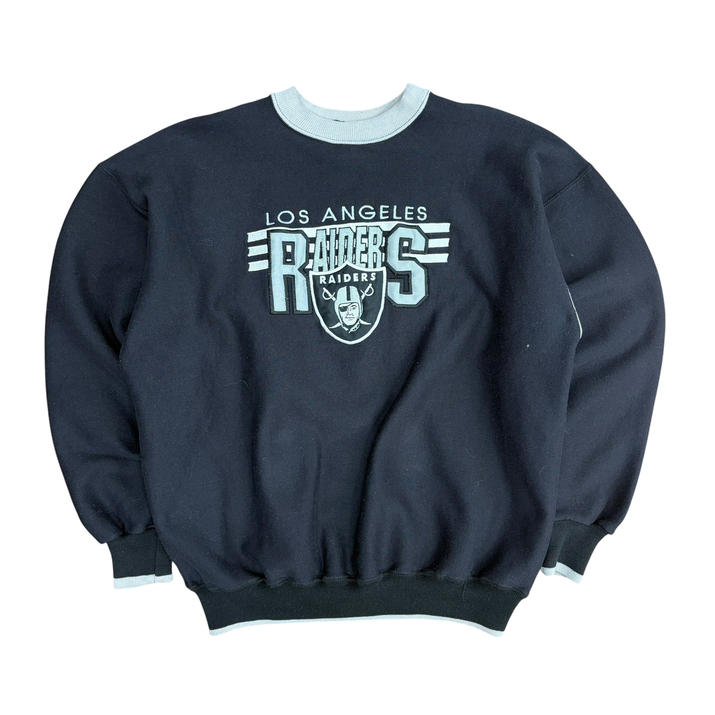 Vintage The Game NFL Los Angeles Raiders Embroidered Logo Crewneck Black