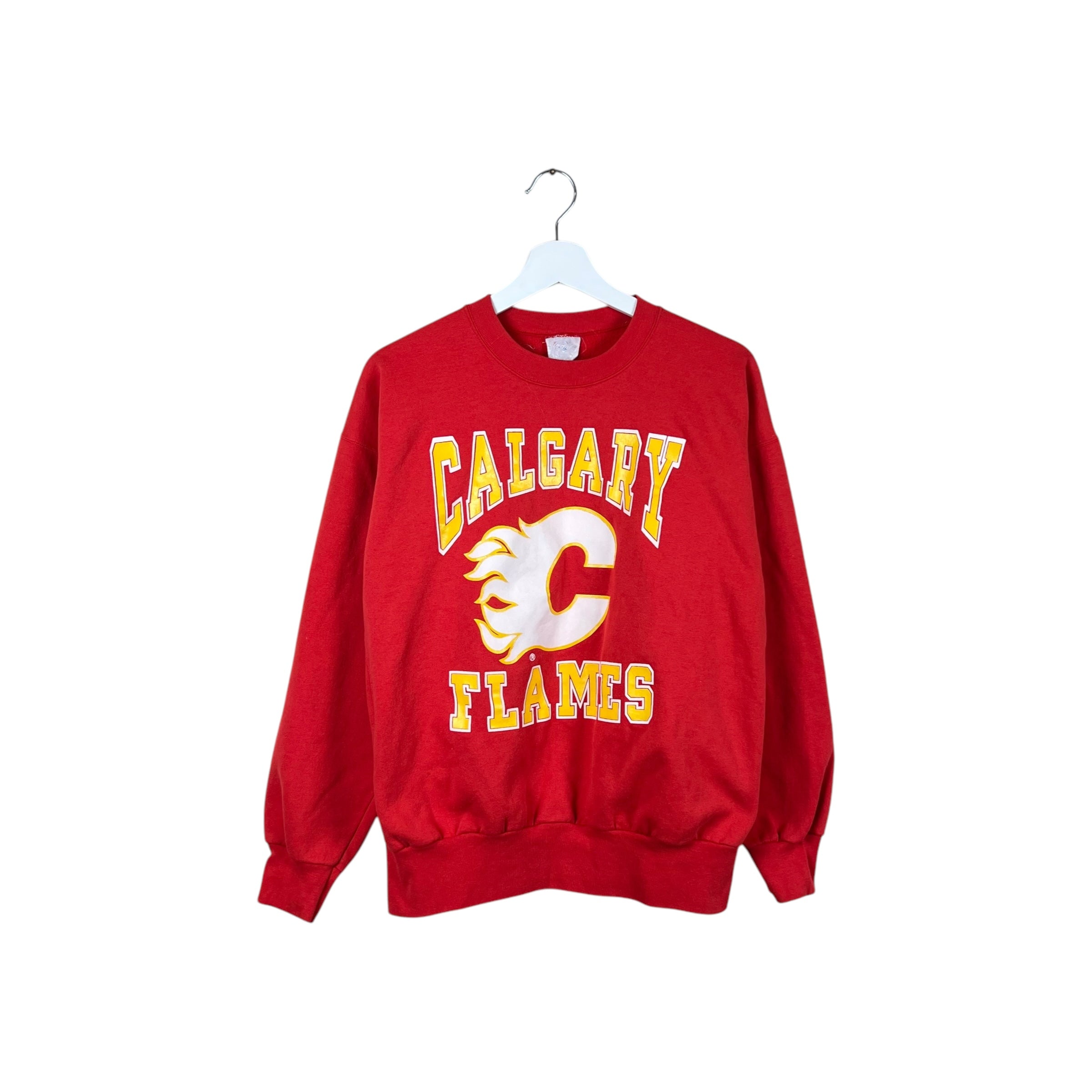 Vintage CGW Calgary Flames Arch Logo Crewneck Red