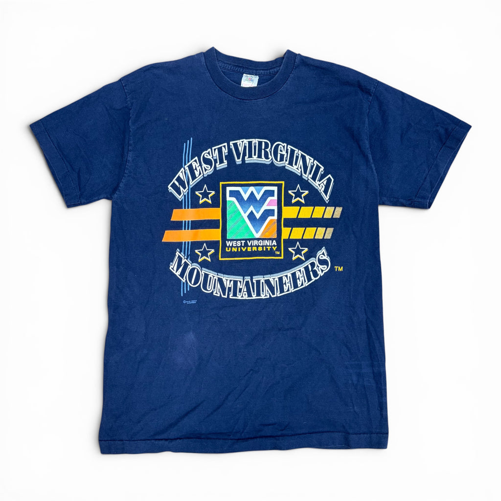 Vintage West Virginia Mountaineers  Logo Tee Navy