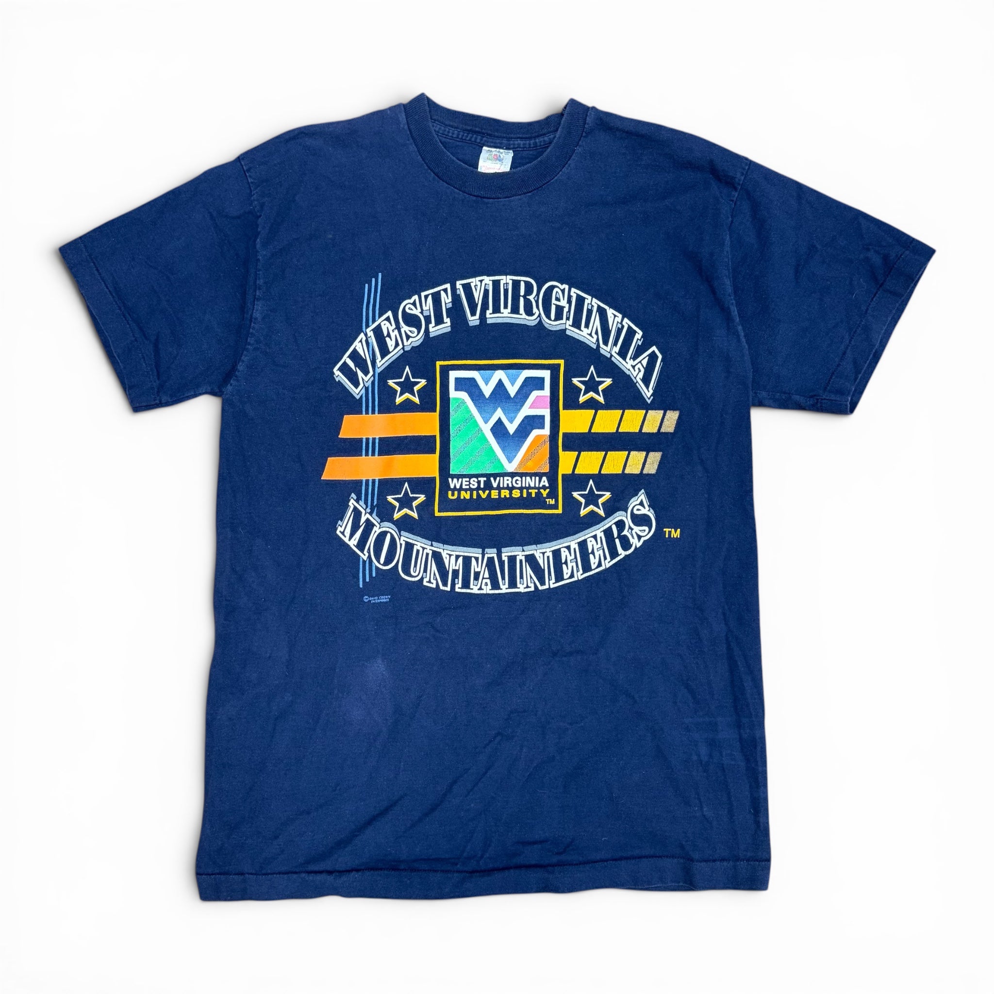 Vintage West Virginia Mountaineers  Logo Tee Navy