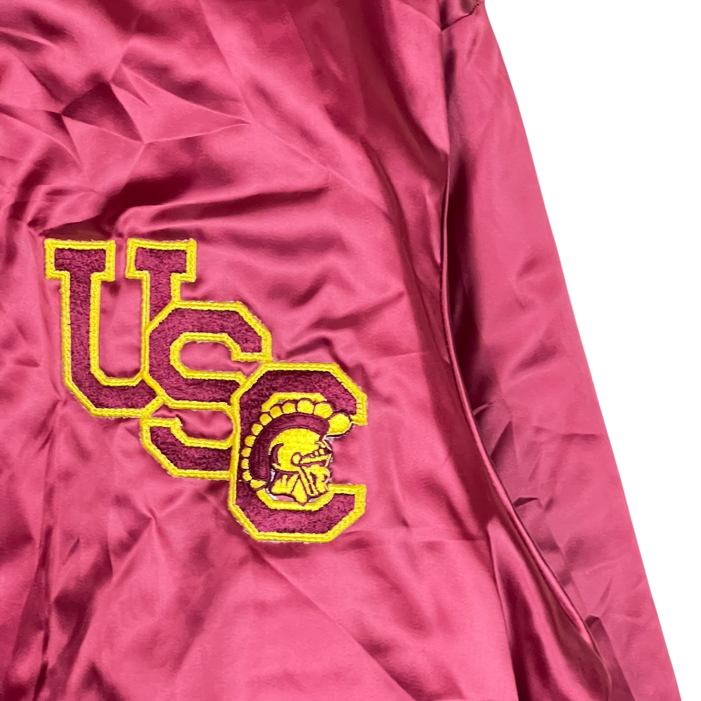 Vintage Bike USC Trojans Satin Spellout Jacket Red