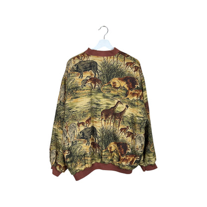 Vintage Safari AOP Satin Bomber Jacket