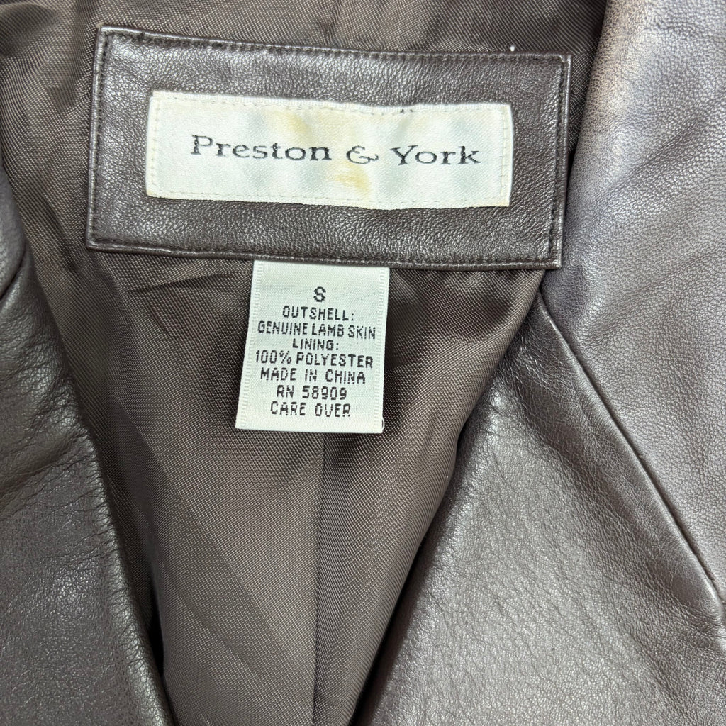 Vintage Preston & York Women’s Leather Trench Coat Dark Brown