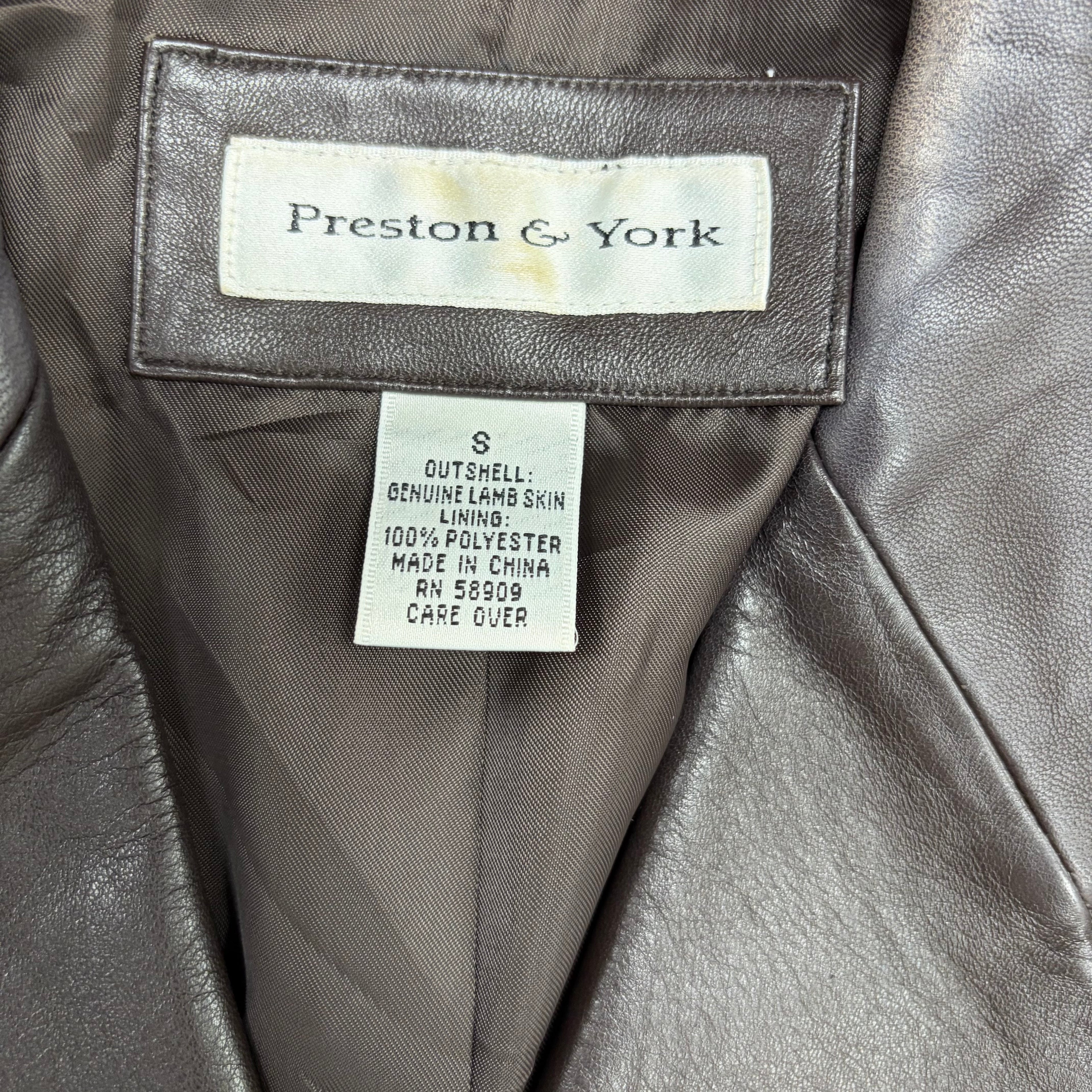 Vintage Preston & York Women’s Leather Trench Coat Dark Brown