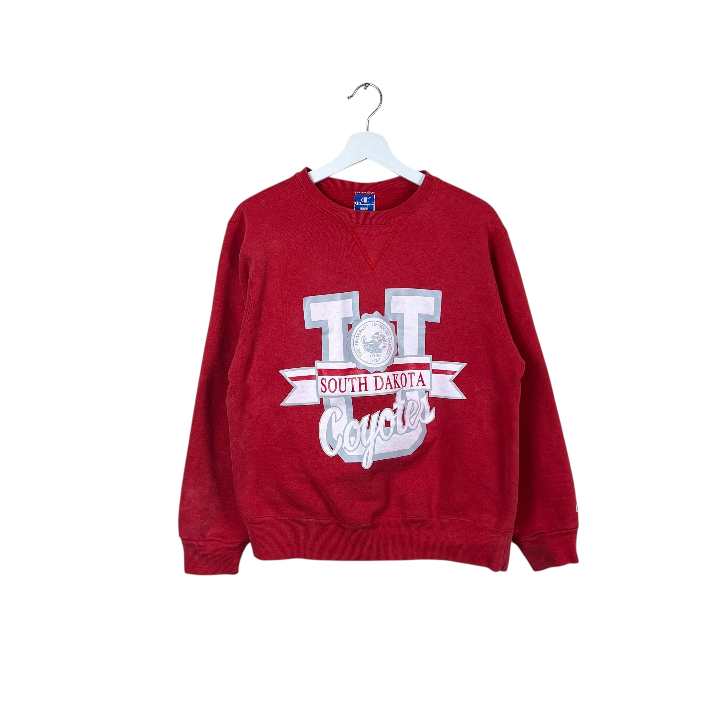 Vintage 80’s Champion University Of South Dakota Crest Crewneck Red