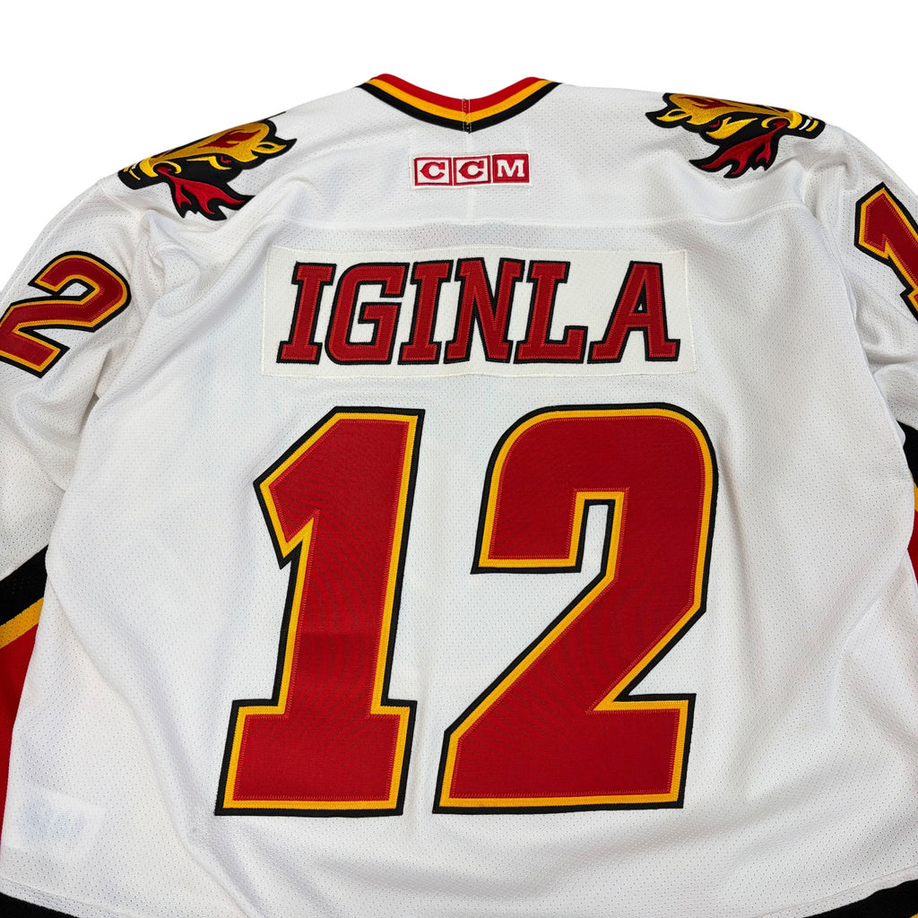 Vintage CCM NHL Calgary Flames Jerome Iginla Away Jersey White