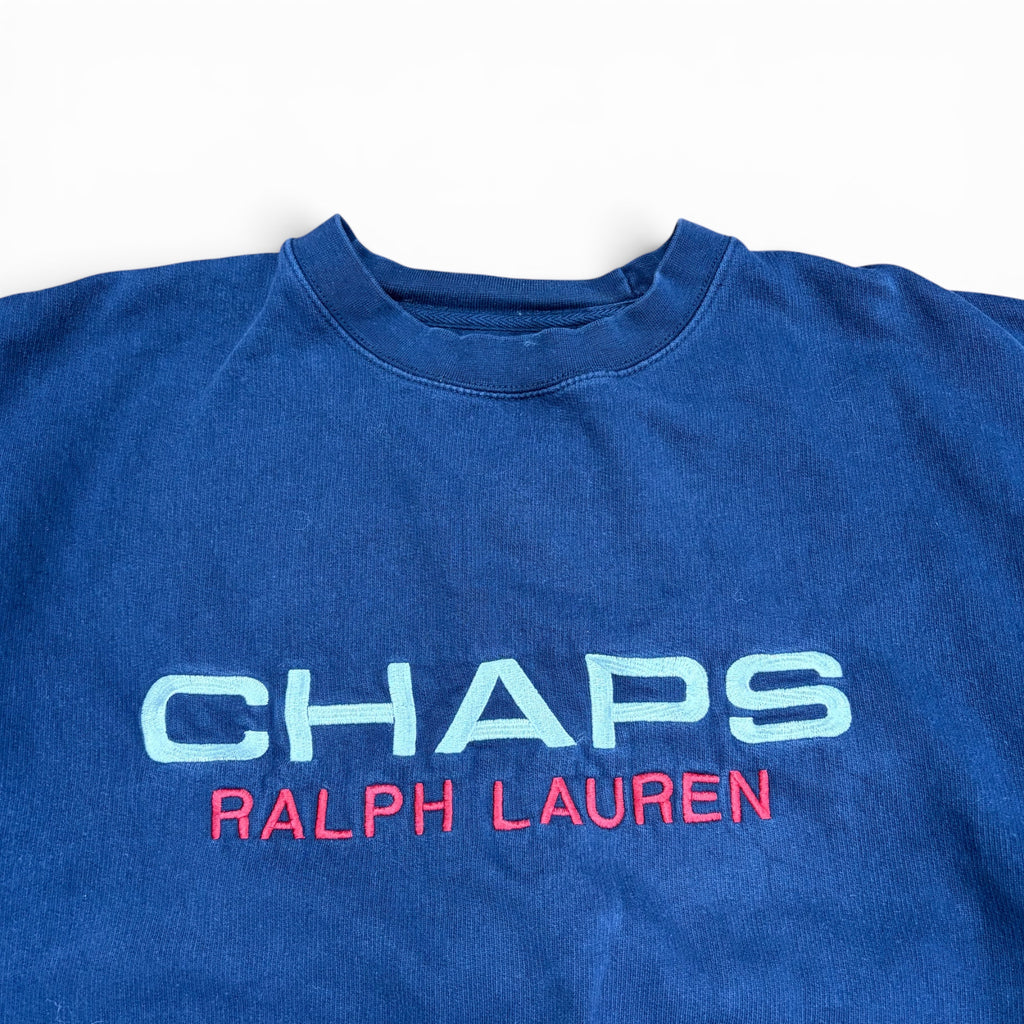 Vintage Chaps By Ralph Lauren Embroidered Logo Crewneck Navy