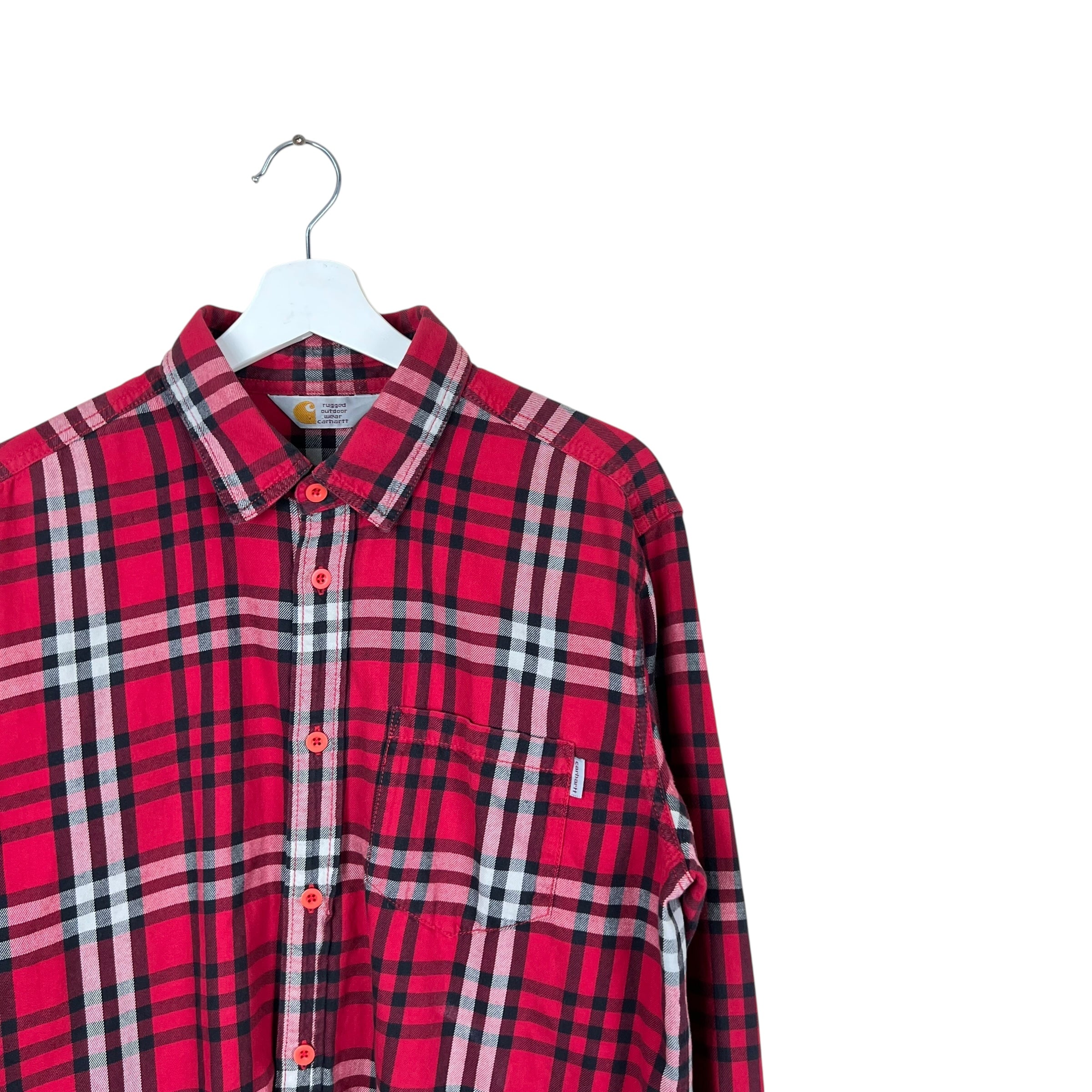 Vintage Carhartt Rugged Wear Long Sleeve Button Up Plaid Red