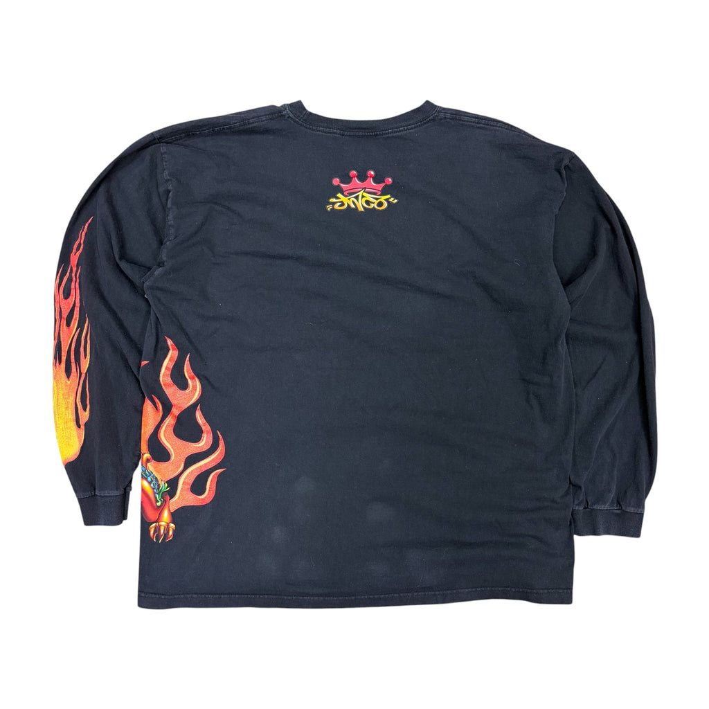 Vintage Y2K JNCO Jeans Dragon Flame Long Sleeve Black