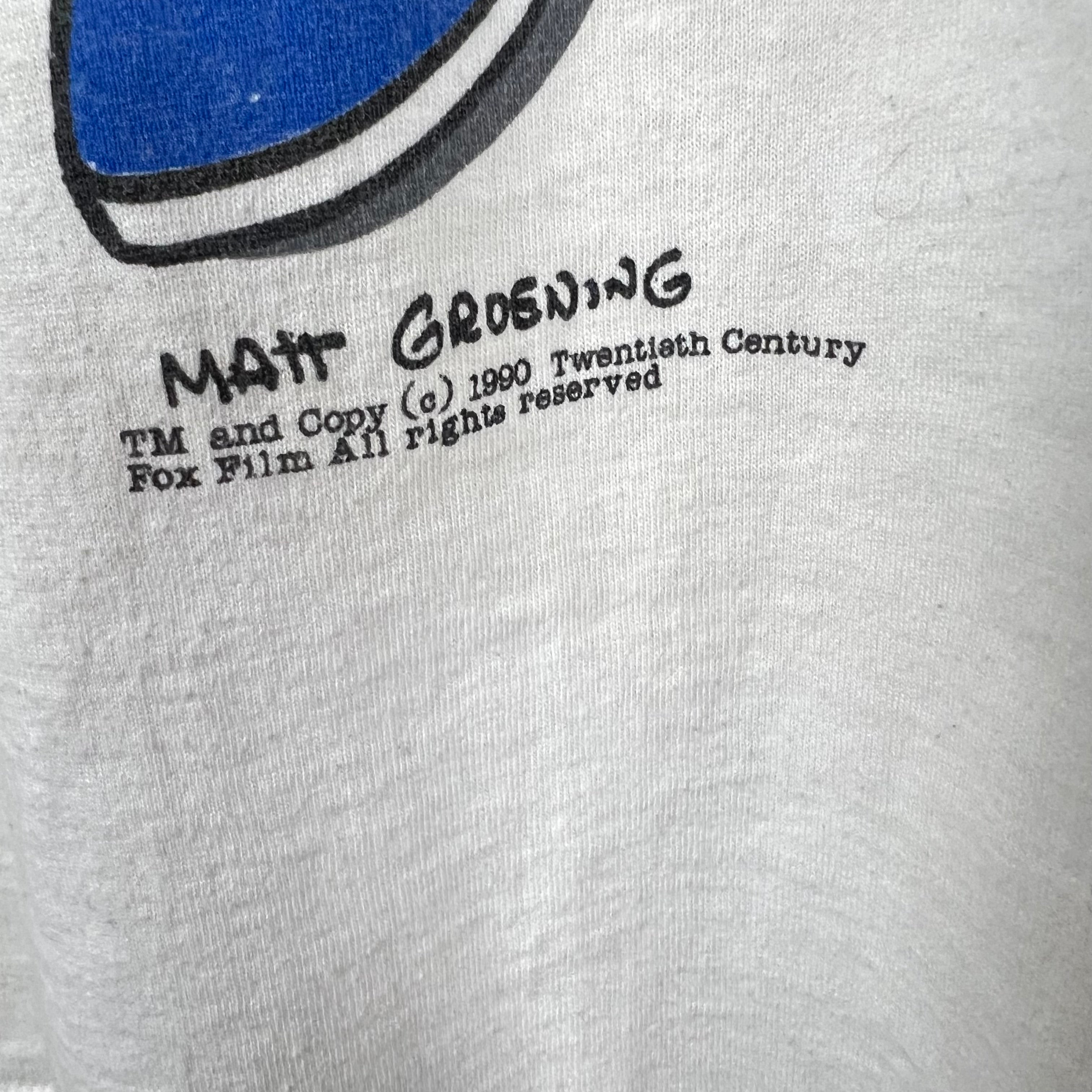 1990 The Simpsons Bart Simpson Skateboard Tee White