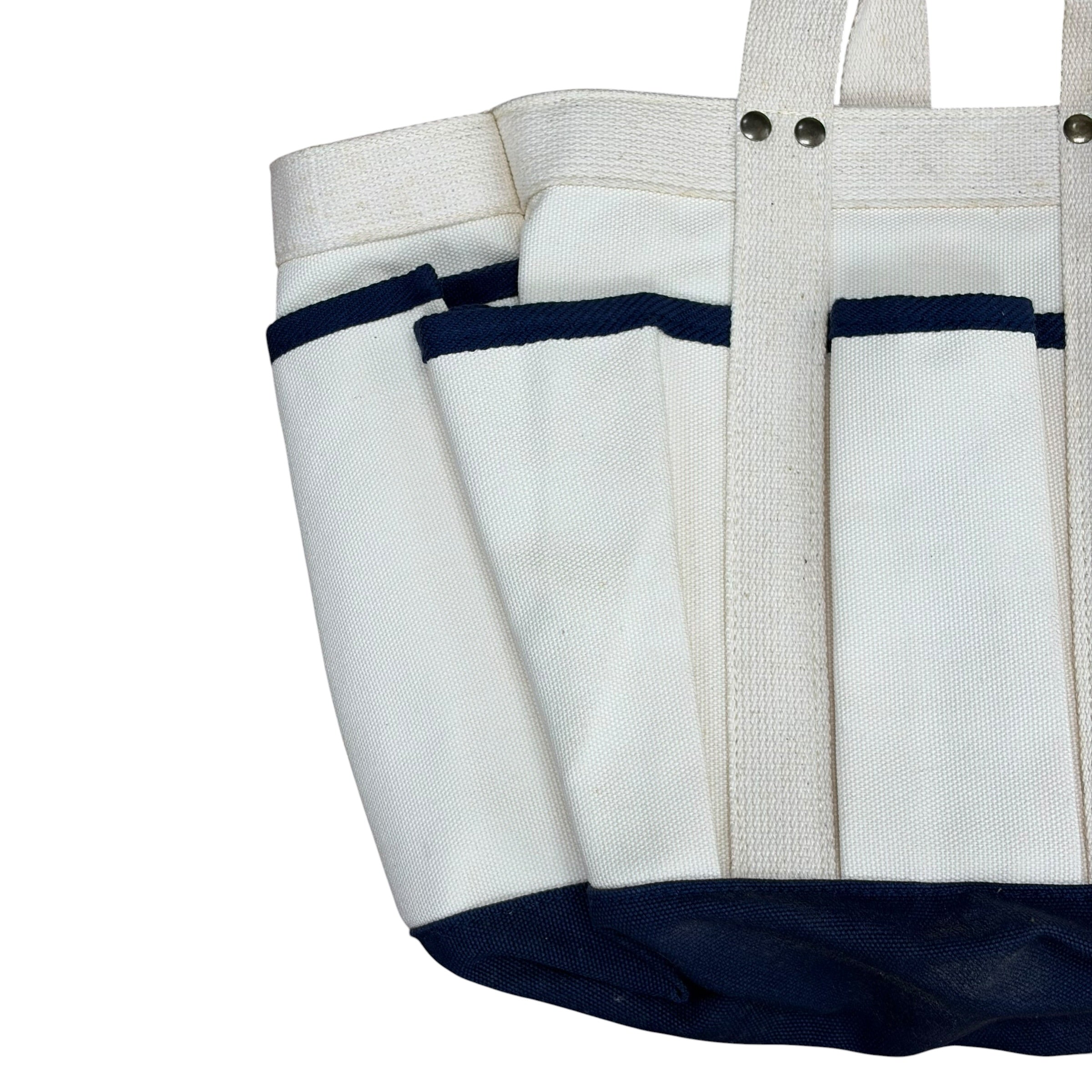 Vintage Eddie Bauer Canvas Garden Tote Bag Cream/Navy