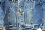 Vintage Wrangler Western Heavy Distressed Jean Jacket Light Wash