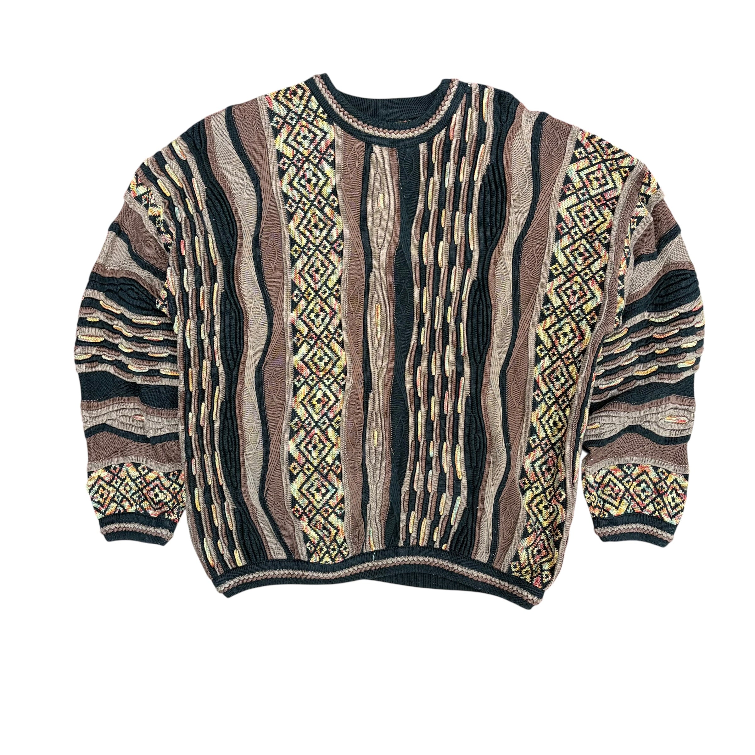 Vintage Tundra 3D Cable Pattern Knit Brown