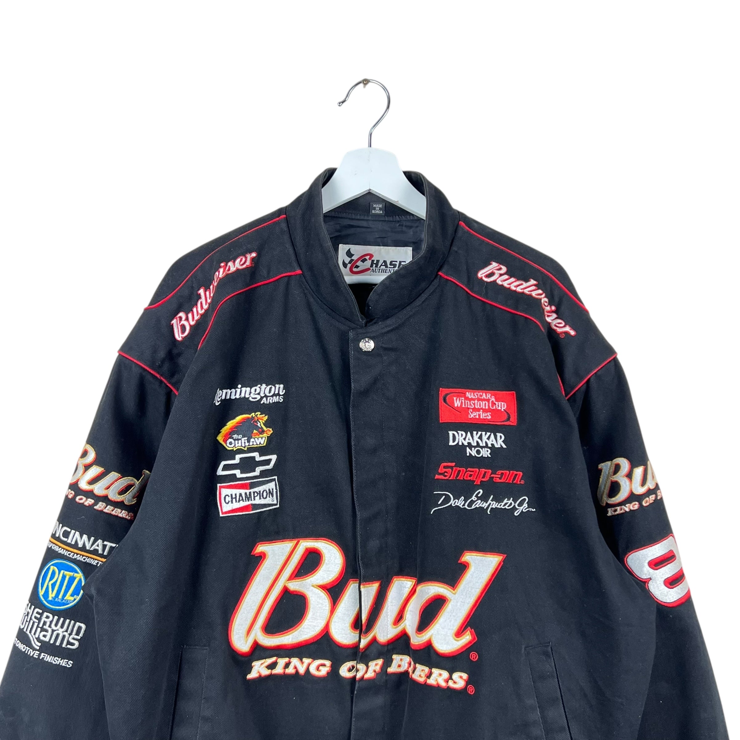Vintage Jeff Hamilton NASCAR Dale Earnhardt Jr. Budweiser Racing Jacket Black