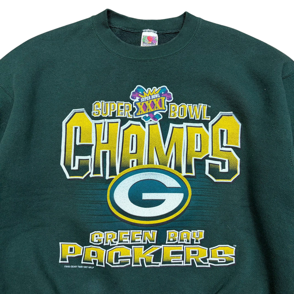 1997 Fans Gear NFL Green Bay Packers Super Bowl Champs Crewneck Green