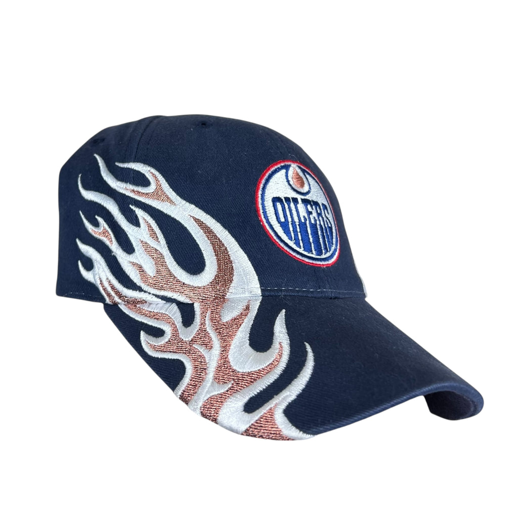 Vintage ANCO NHL Edmonton Oilers Flaming Embroidery Logo StrapBack