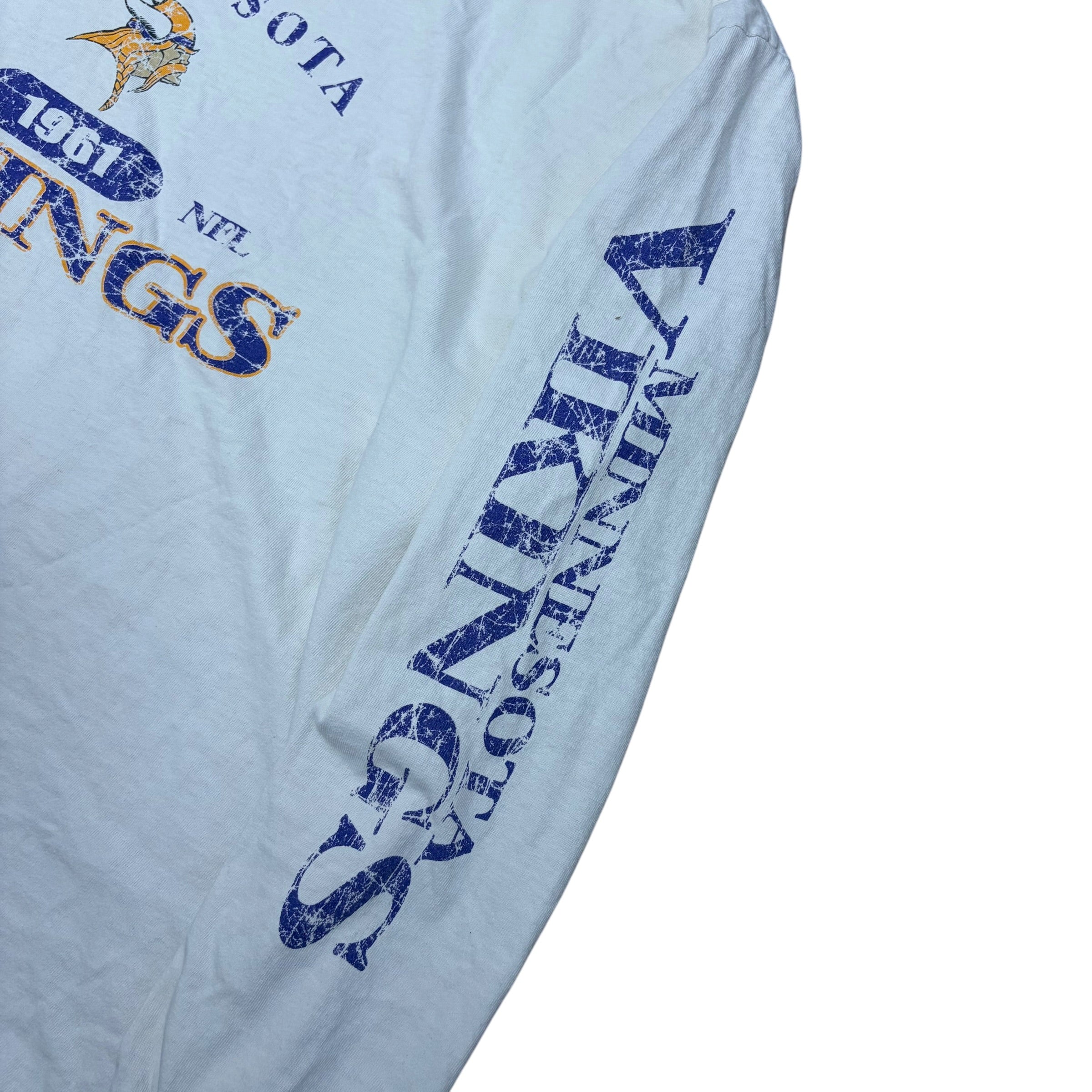 Vintage Logo Athletic NFL Minnesota Vikings Logo Longsleeve White
