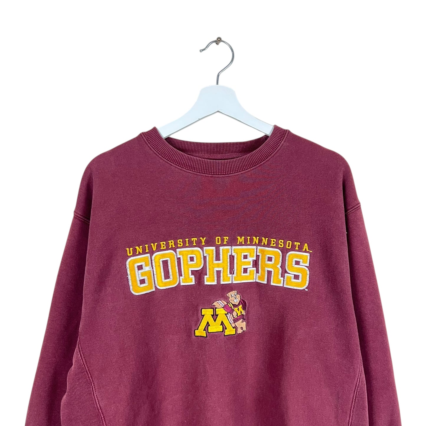 Vintage University Of Minnesota Gophers Embroidered Crewneck Burgundy