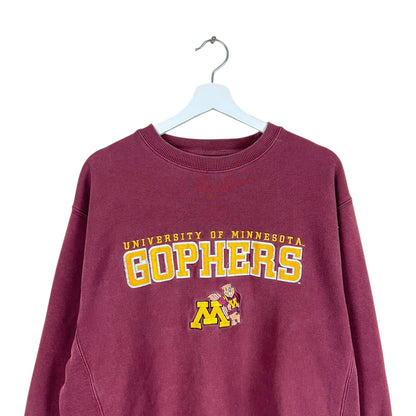 Vintage University Of Minnesota Gophers Embroidered Crewneck Burgundy