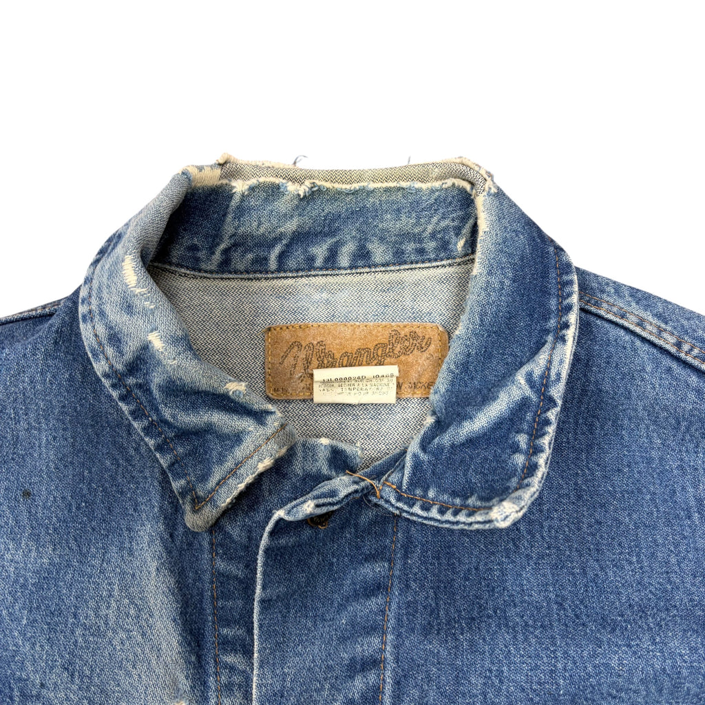 Vintage Wrangler Western Heavy Distressed Jean Jacket Light Wash