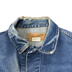 Vintage Wrangler Western Heavy Distressed Jean Jacket Light Wash