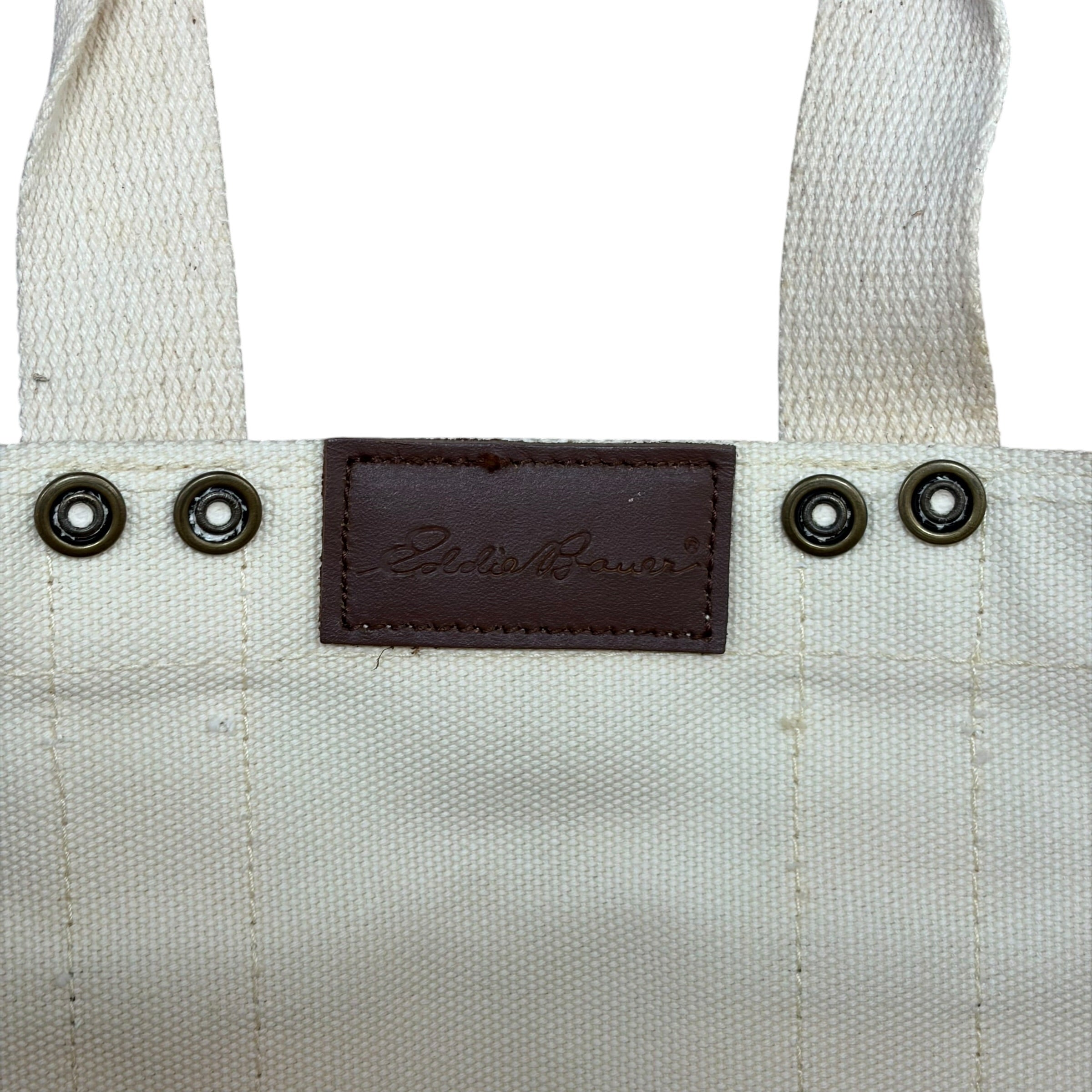 Vintage Eddie Bauer Canvas Garden Tote Bag Cream/Navy