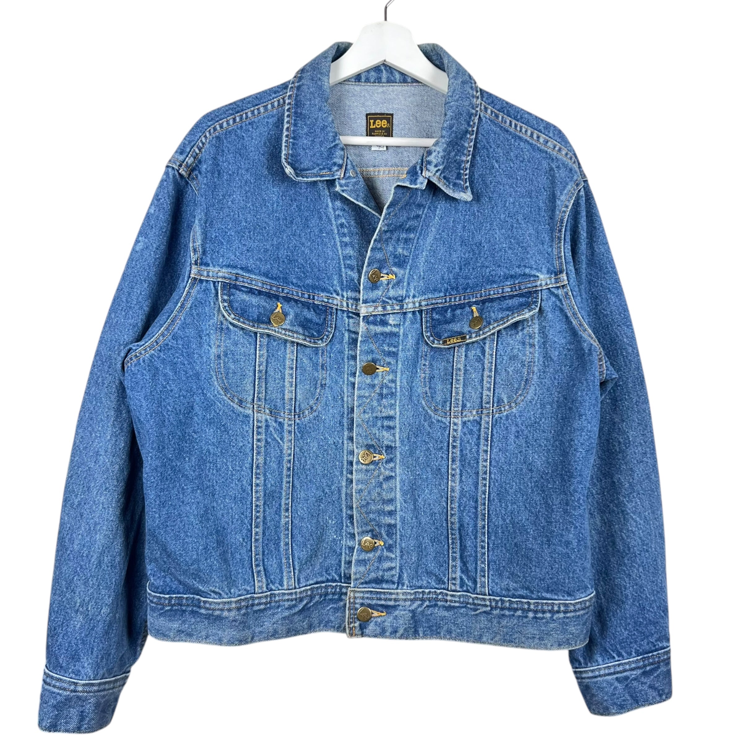 Vintage Lee Trucker Button Up Denim Jacket Medium Wash Blue