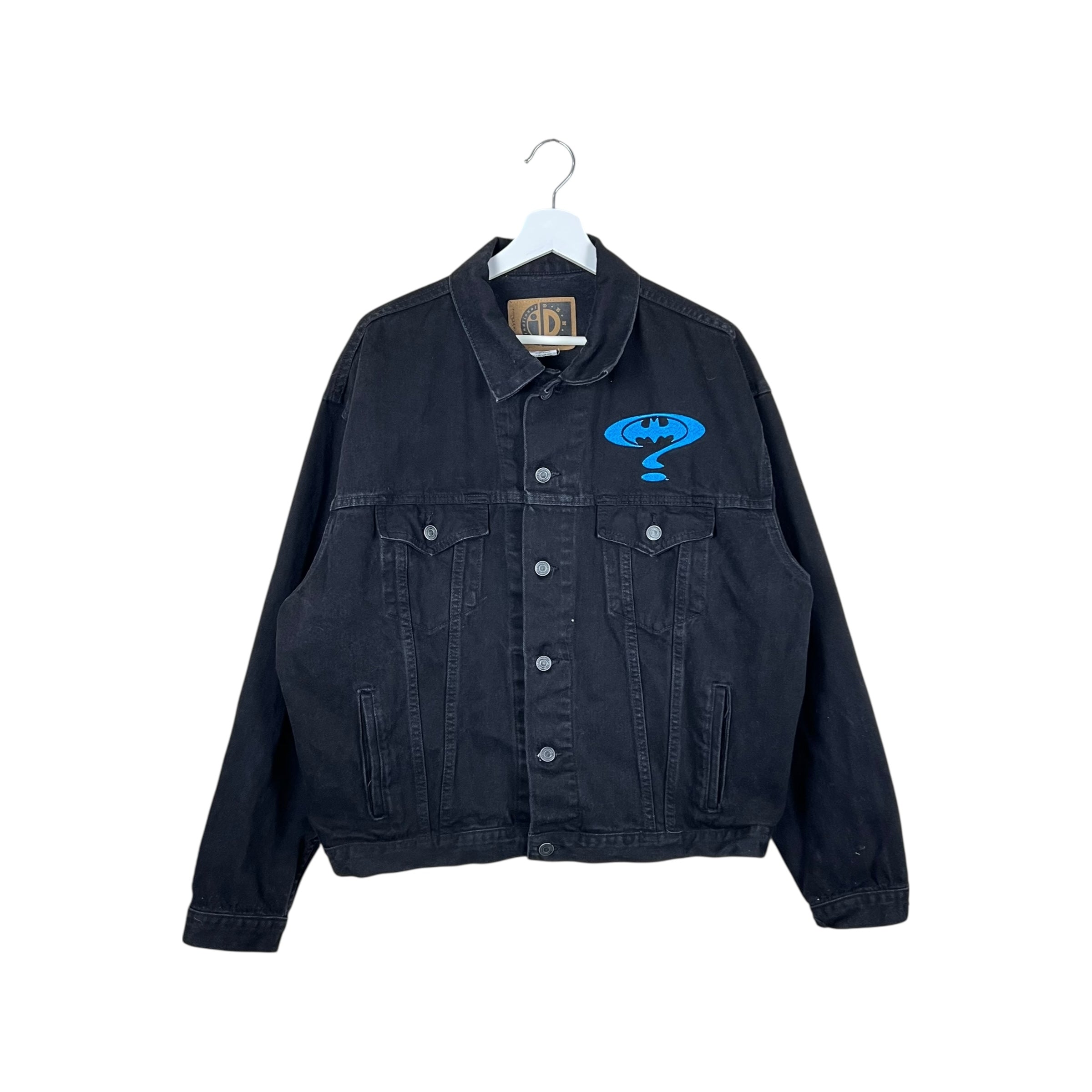 Vintage Batman Forever Embroidered Logo Denim Jacket Black