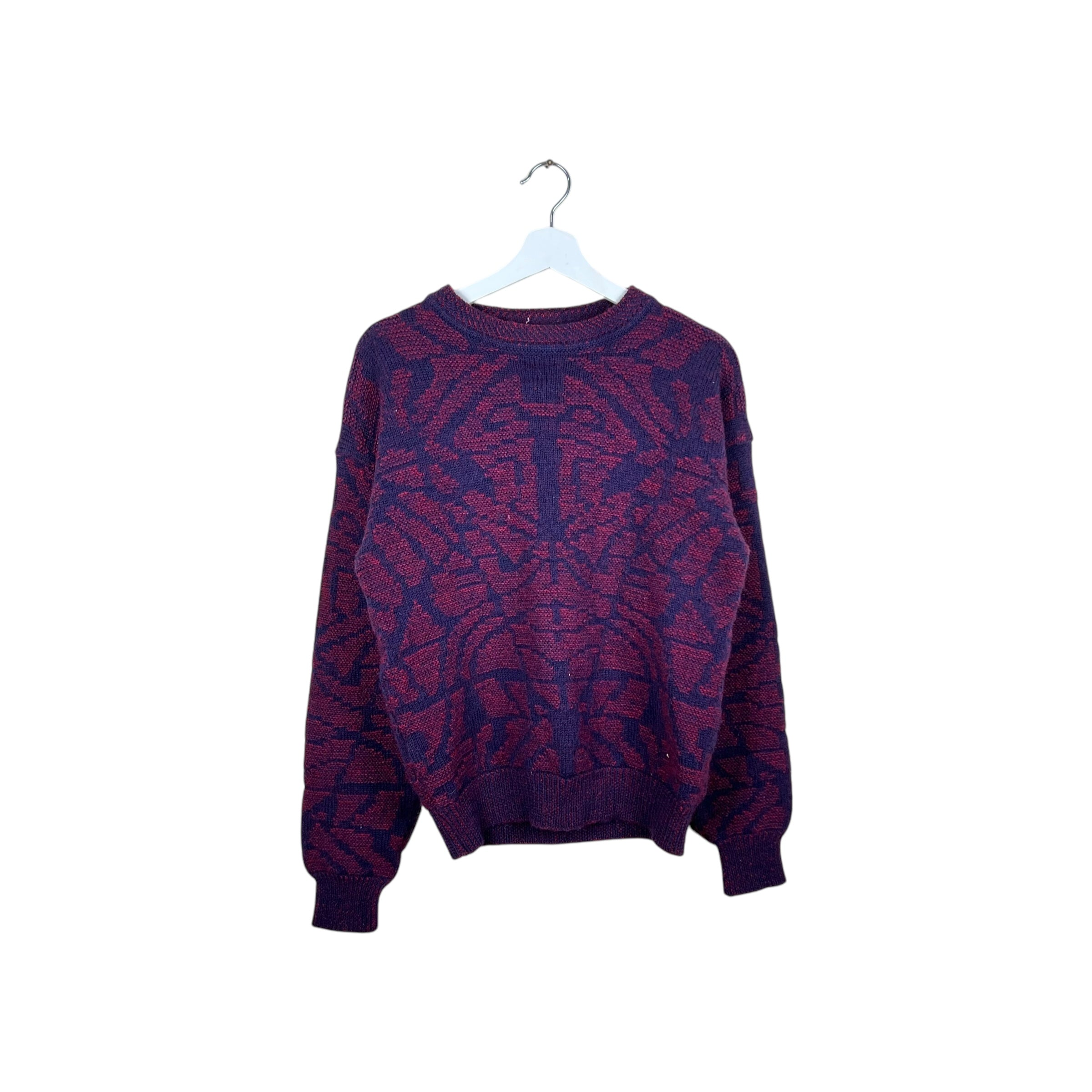 Vintage Christian Dior Women’s Abstract Pattern Wool Knit Purple