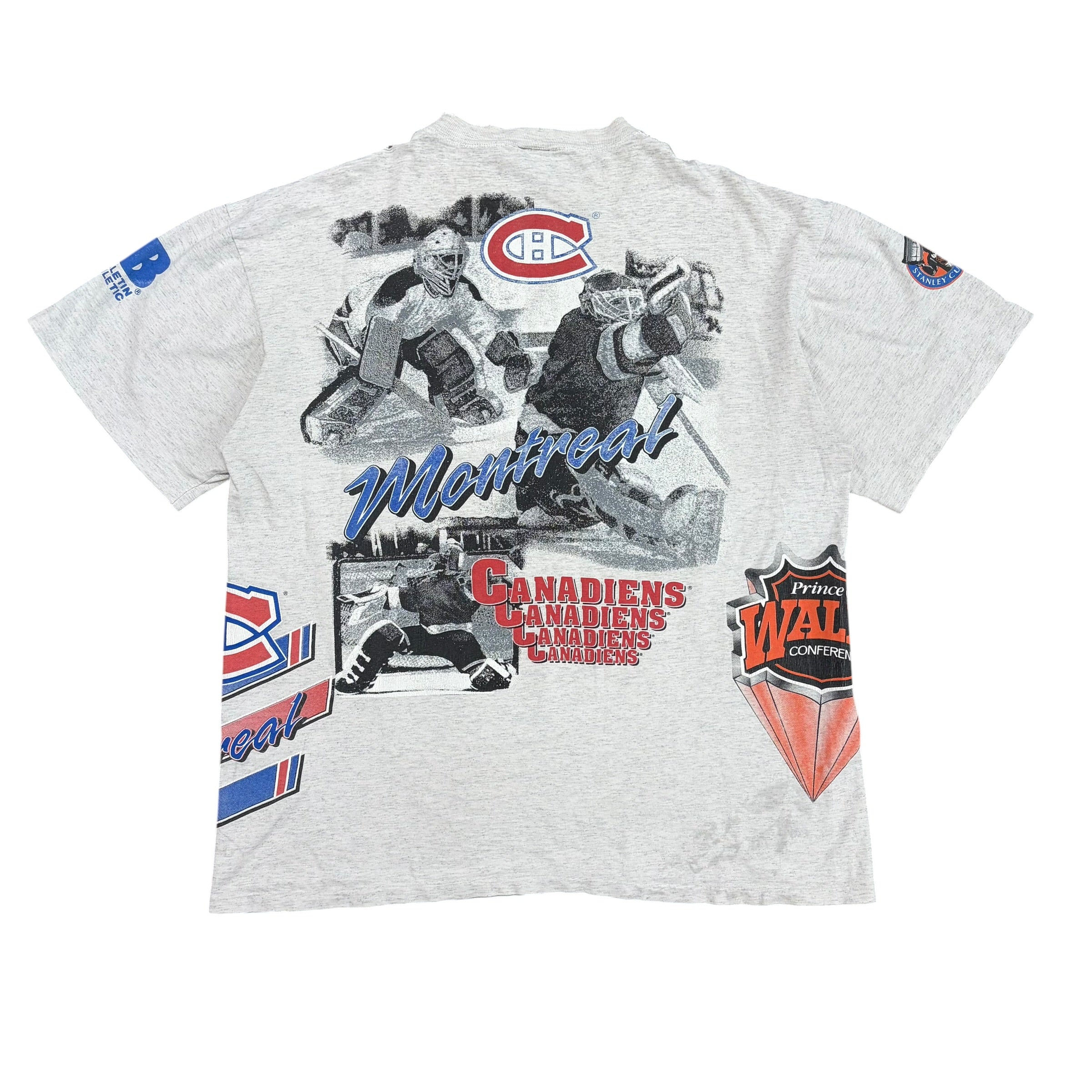 1992 Bulletin Athletic NHL Montreal Canadiens AOP Tee Heather Grey