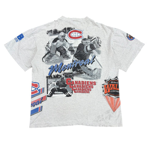 1992 Bulletin Athletic NHL Montreal Canadiens AOP Tee Heather Grey