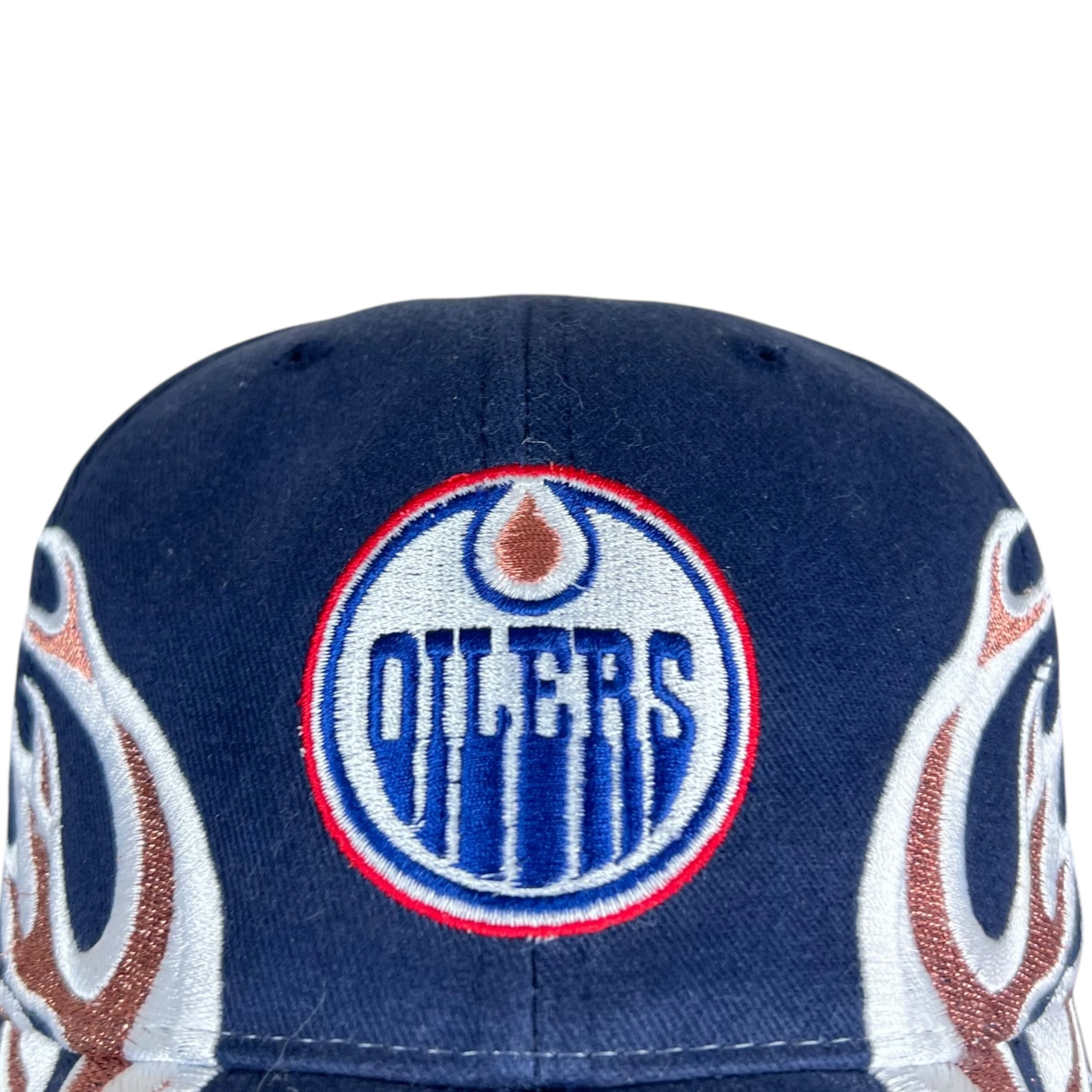 Vintage ANCO NHL Edmonton Oilers Flaming Embroidery Logo StrapBack