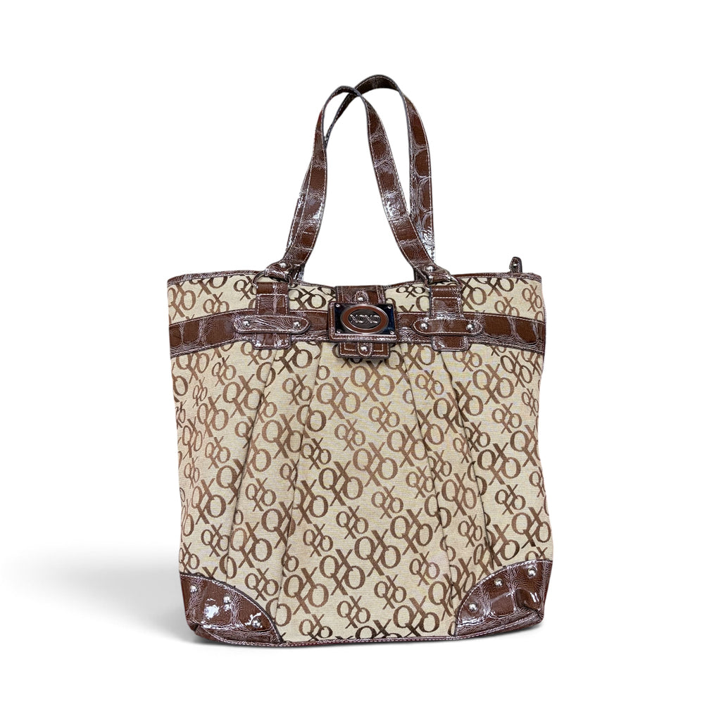 Vintage XOXO Print Tote Bag Brown