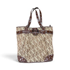 Vintage XOXO Print Tote Bag Brown