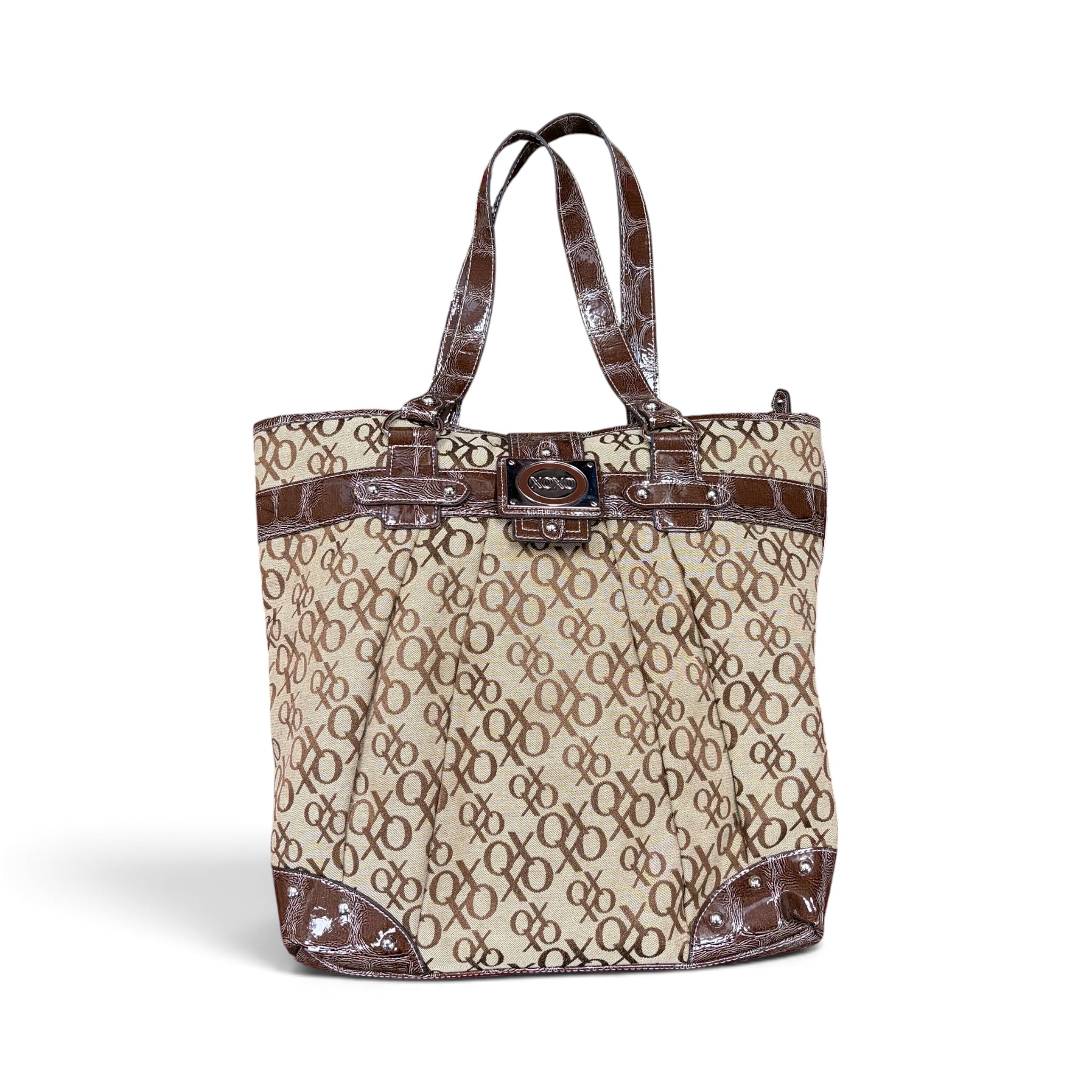 Vintage XOXO Print Tote Bag Brown