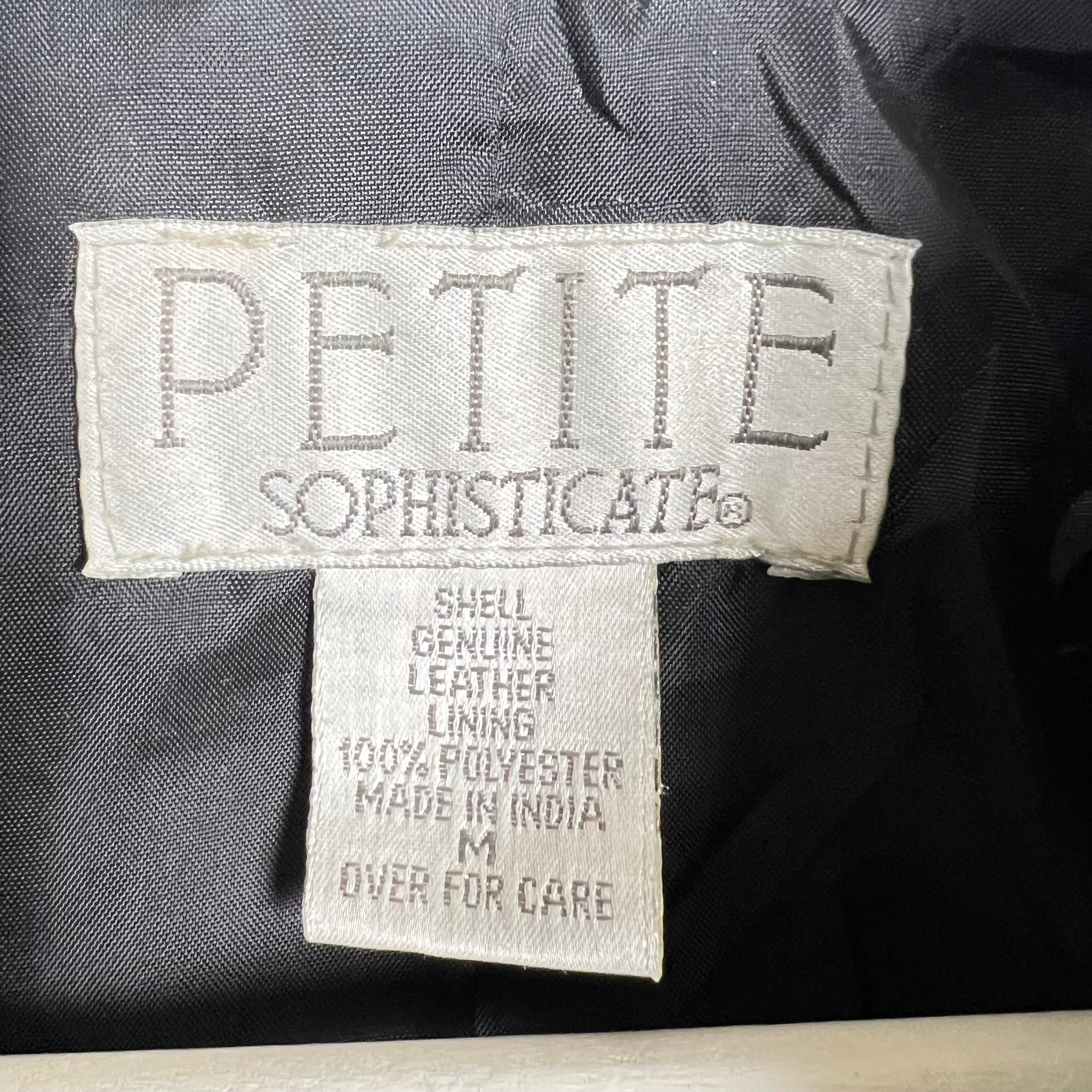 Vintage Petite Sophisticate Women’s Button Up Leather Jacket Black