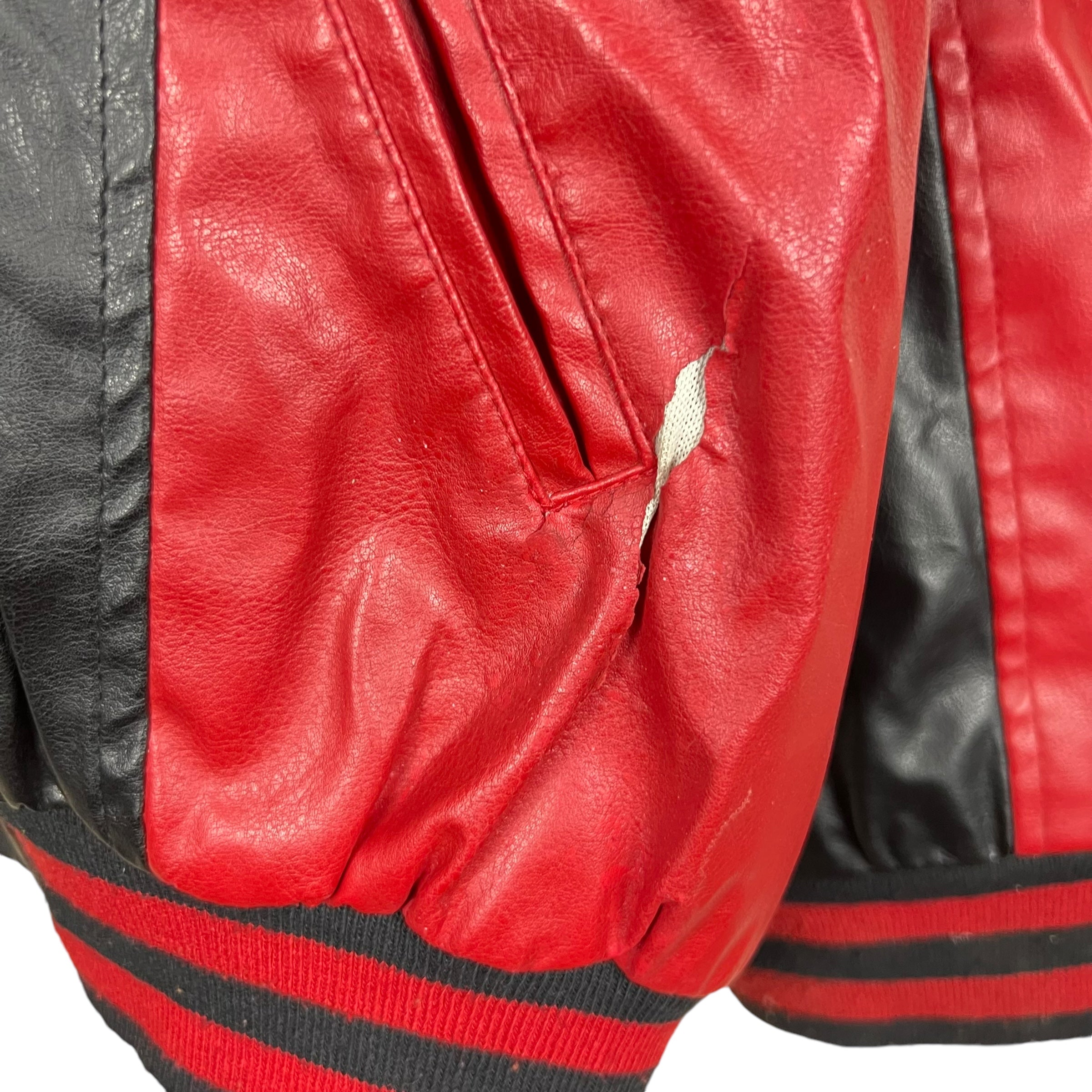 Vintage Steve & Barry’s Ohio State Buckeyes Logo Bomber Leather Jacket Black/Red