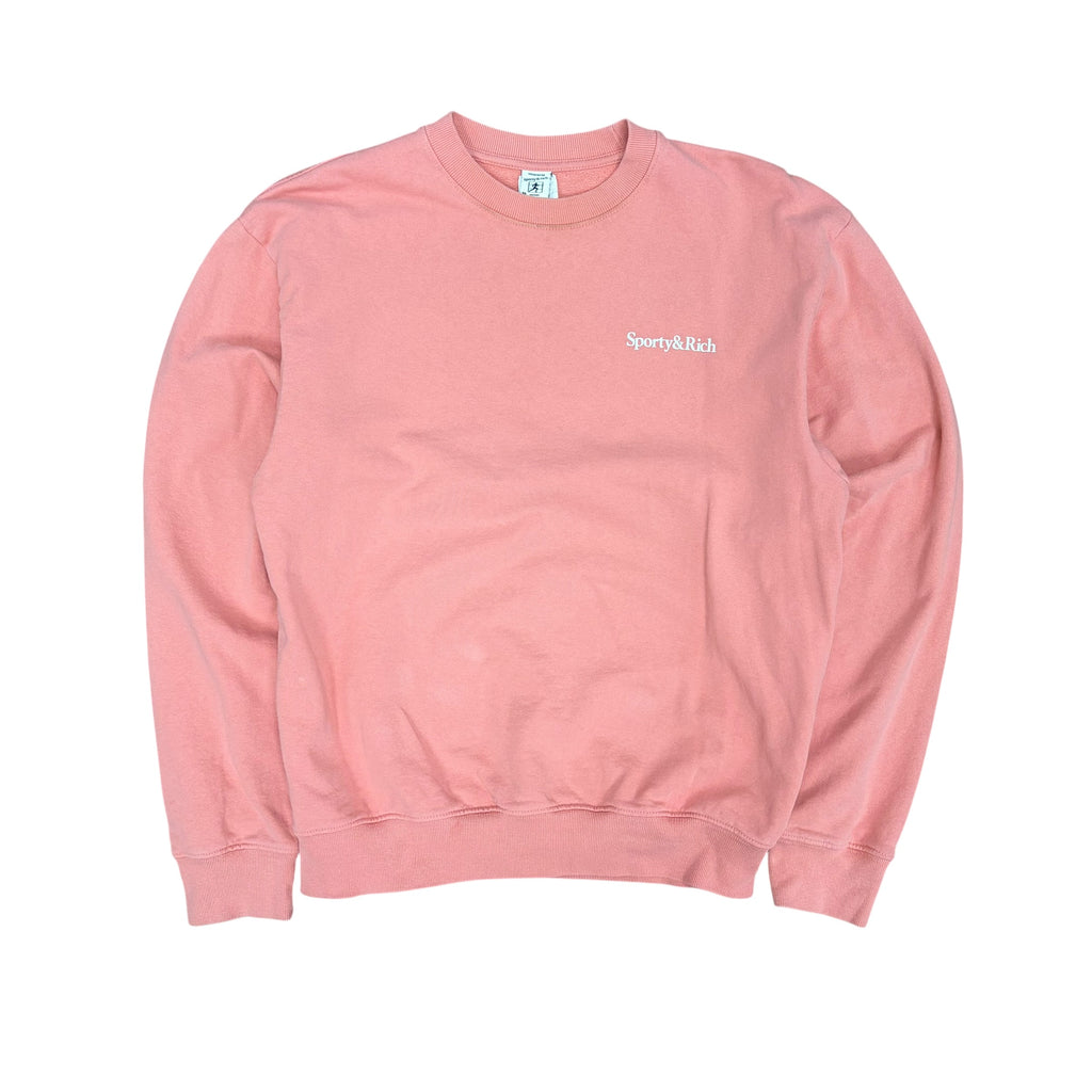 Sporty & Rich “Health & Wellness” Logo Crewneck Coral