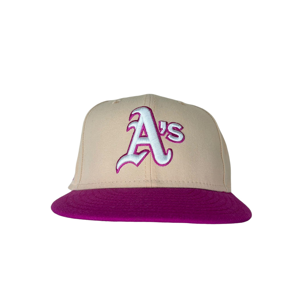 Vintage MLB Oakland Athletics 40th Anniversary Fitted Hat Cream/Pink