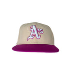 Vintage MLB Oakland Athletics 40th Anniversary Fitted Hat Cream/Pink