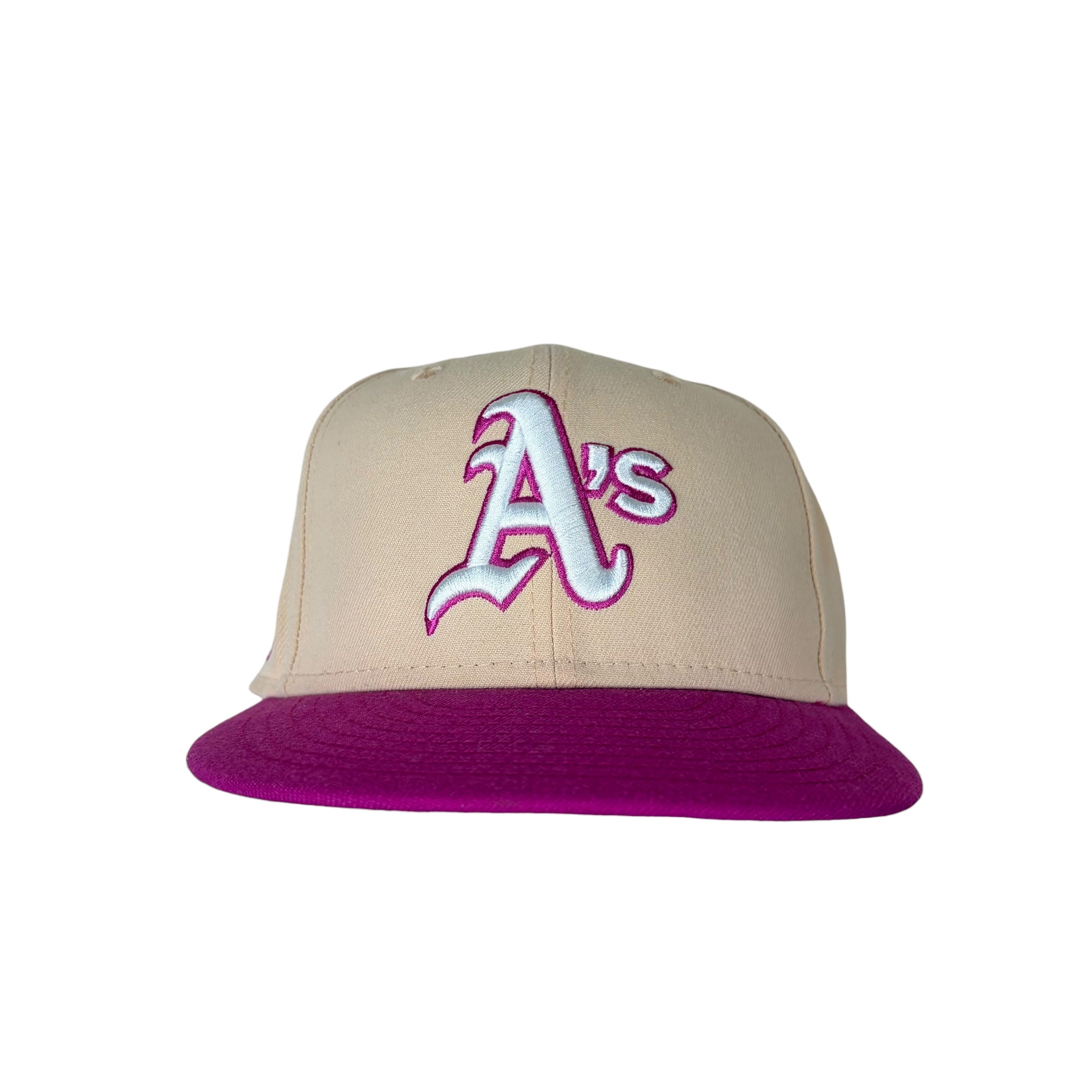 Vintage MLB Oakland Athletics 40th Anniversary Fitted Hat Cream/Pink